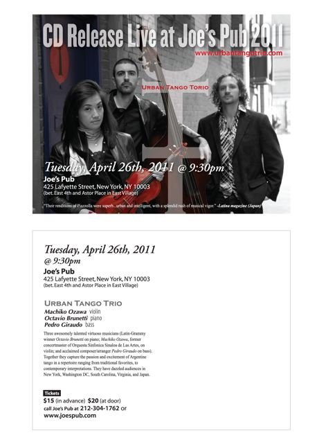 UTT - CD RELEASE LIVE at Joe's Pub