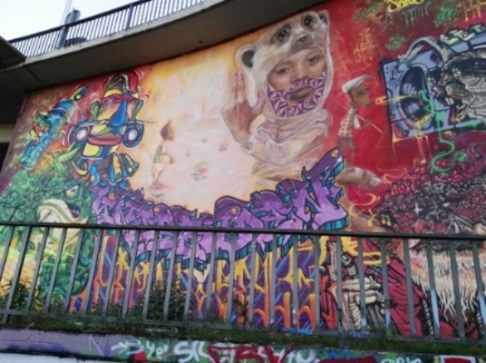 A mural along the Rhine in Mainz, Germany