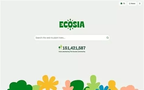 A screenshot of the Ecosia launch page