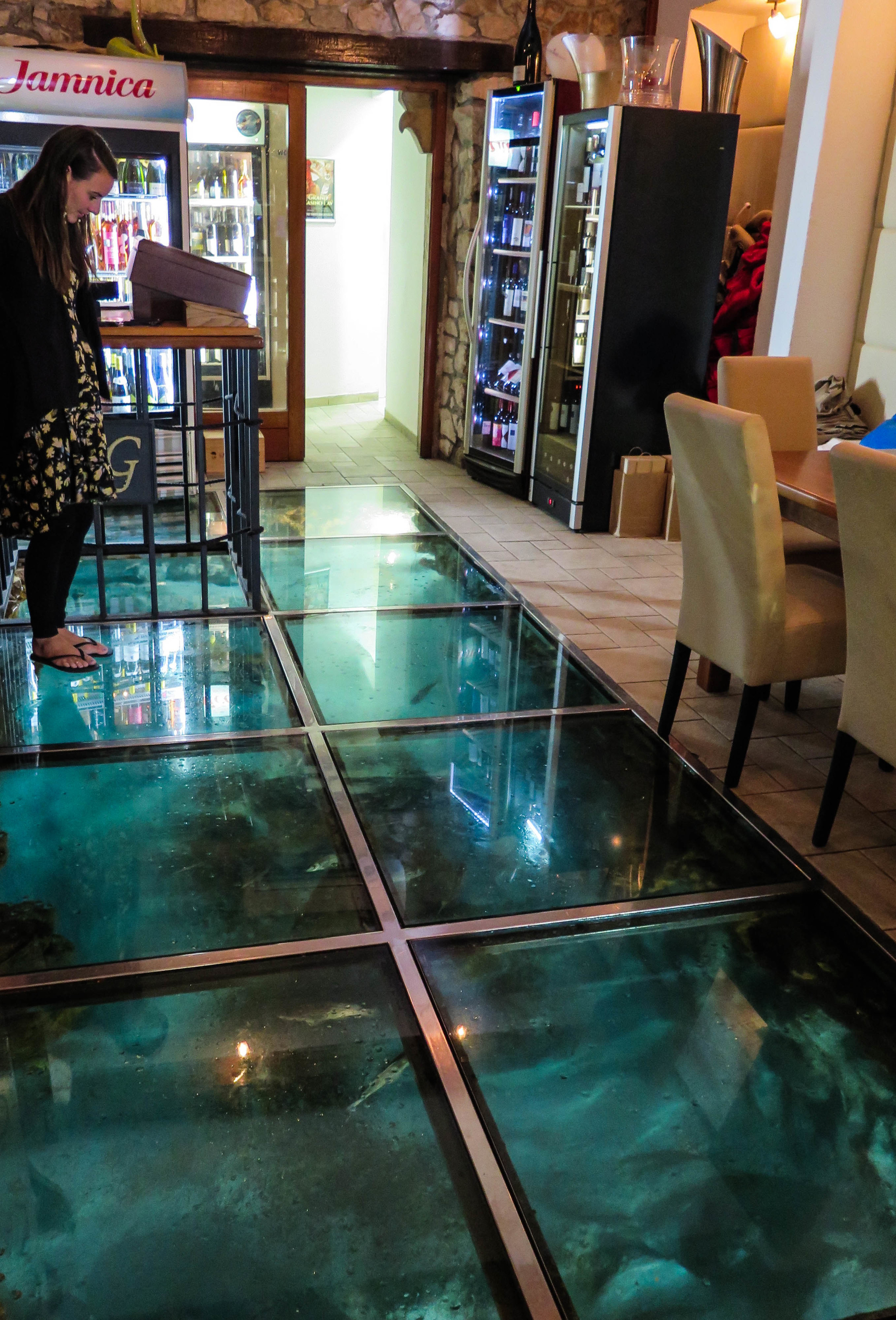 Glass floor in our restaurant.