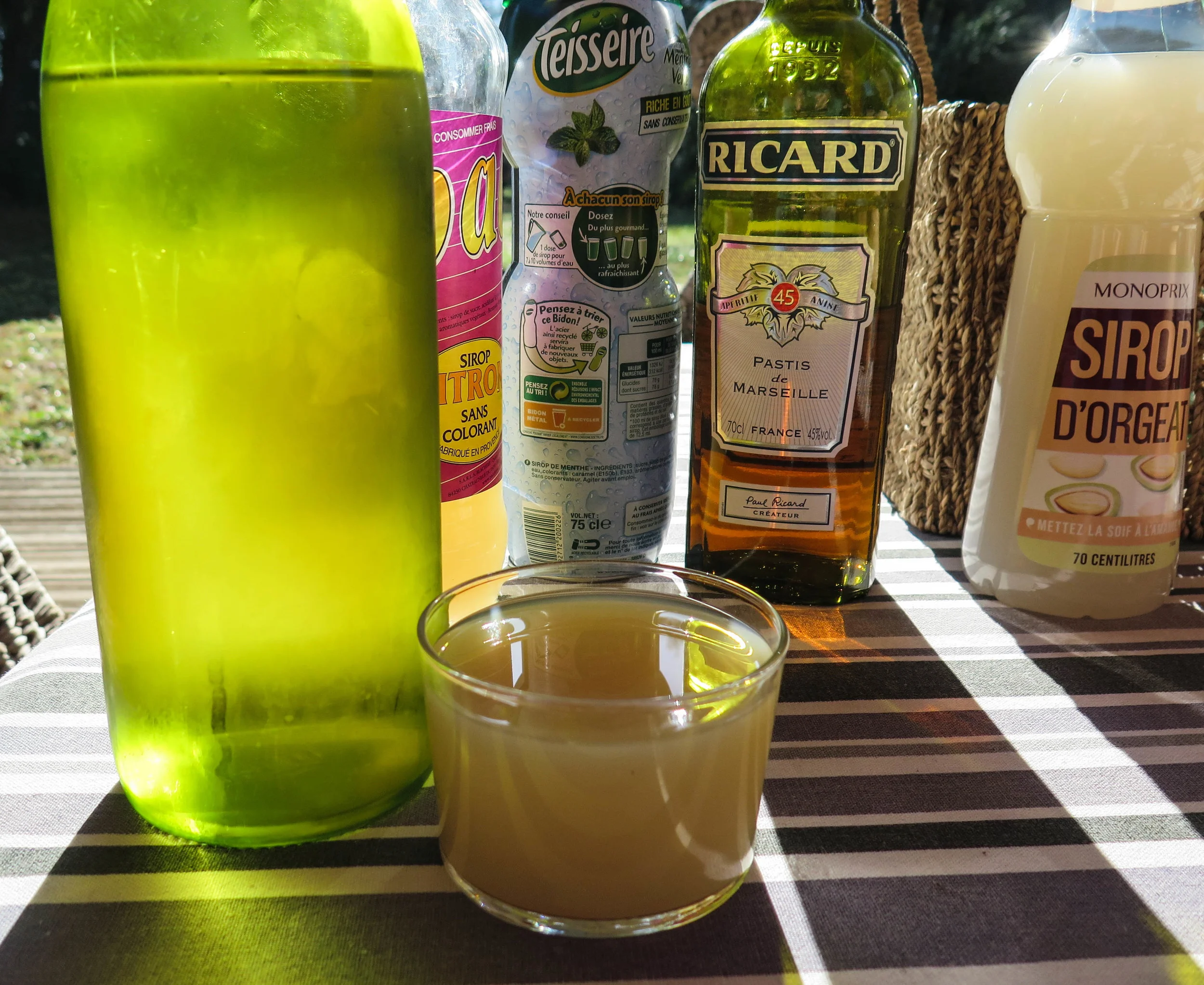 Pastis is a French aperitif that originated in Marseille. In Provence it is also common to drink water with a small amount of flavored syrup in the bottom of the glass. Our favorite was almond flavor with sparkling water.