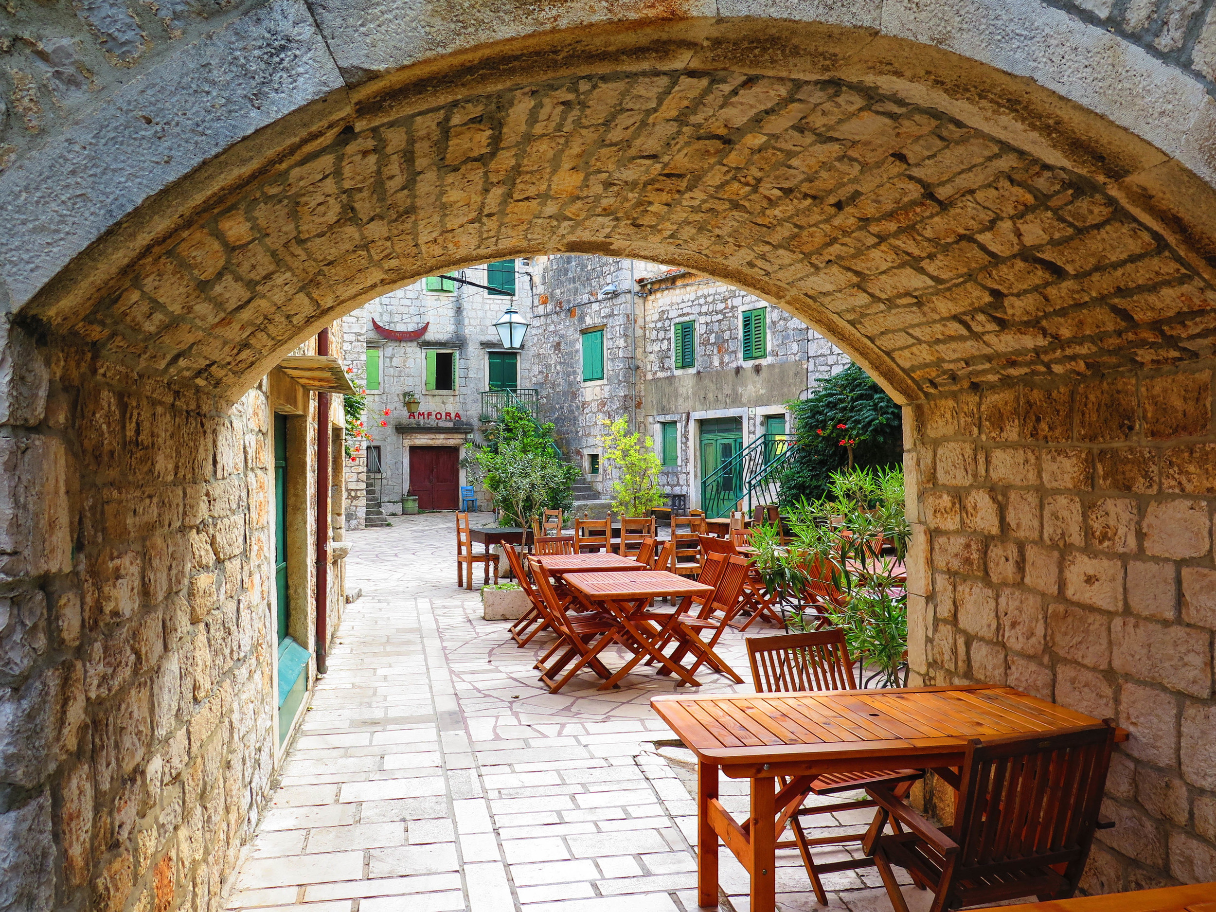 The outside seating area
