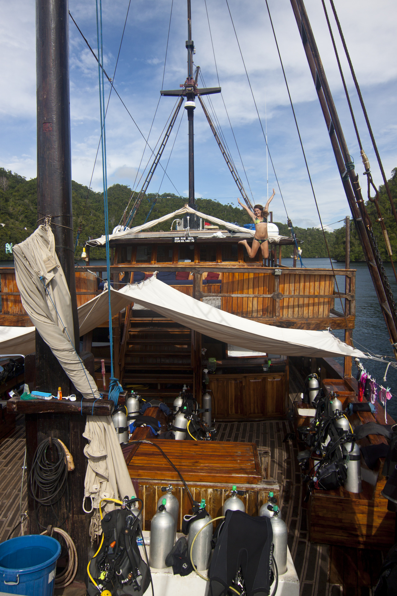 Jumping for joy on this spectacular pirate ship! Can't believe we get to call this home for the next couple nights.