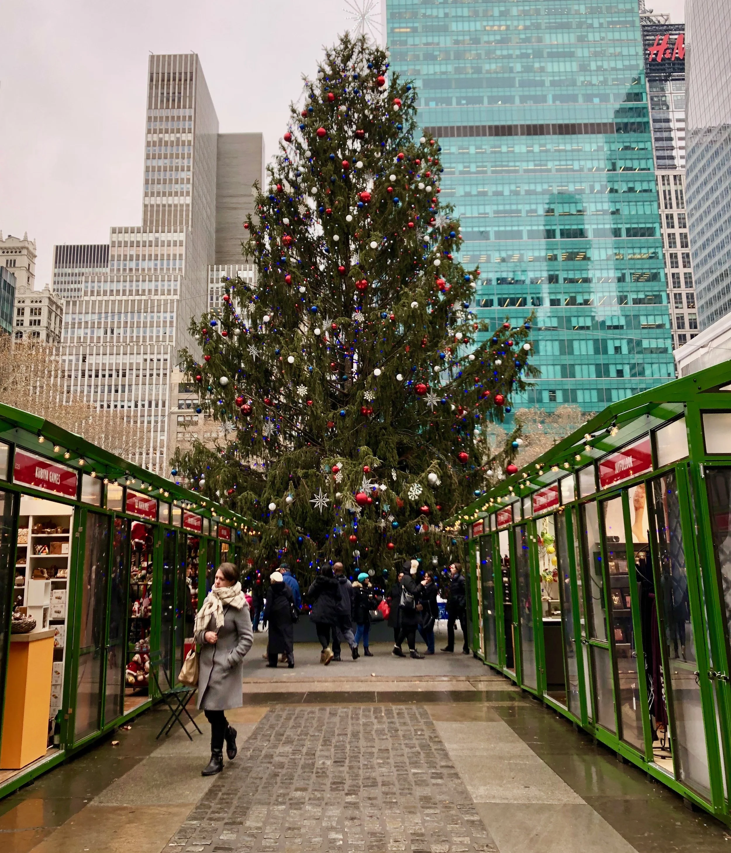 The stalls at the Bryant Park Holiday Market.