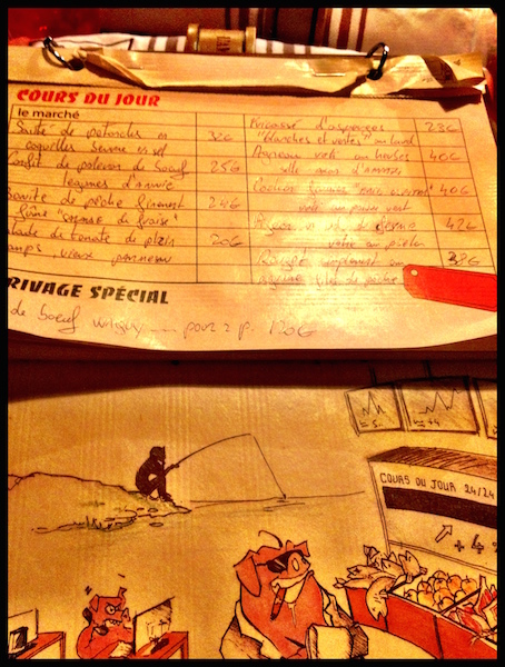 The list of specials at Chez L'ami Jean