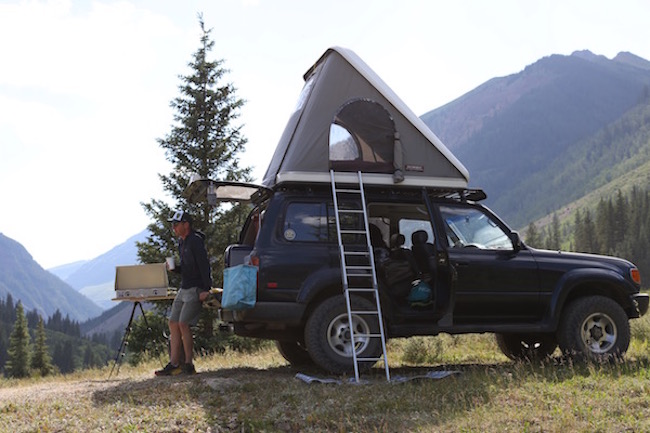Man and rig. Also check the crafty tripod stove table he made for this trip...