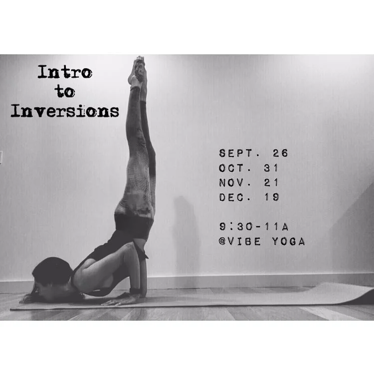 I’m so excited to announce that I am doing a series of 4 Intro to Inversion workshops this fall! 9:30-11a ✨ Save the dates! 9/26 we will break down 💪🏼arm balances💪🏼 10/31 we will work on 👤headstands👤 11/21 will be 4⃣forearm stand and balancing4⃣ and 12/19 will be 🙌🏼handstands🙌🏼. I can’t wait to get upside down with you all! You can save your spot now by registering online at www.vibeyogastudio.com or shoot me an email (elliebernsteinyoga@gmail.com). Also taking posture requests via email or comment below! Yay! #letsplay #yoga
