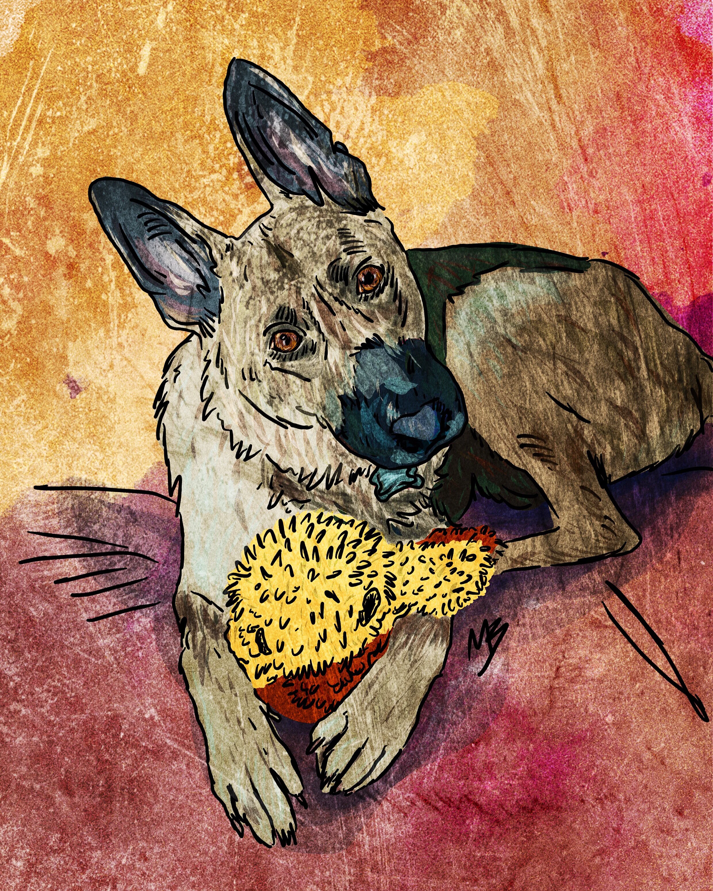 2. Your digital pet portrait created. Woof! 