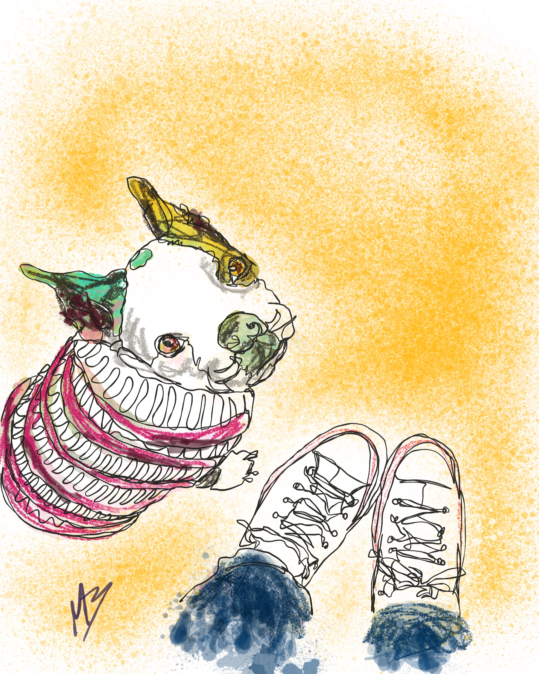 Something a bit different. Art inspired by @margo.madness #art #digitalart #bostonterrier #pet #shoes #illustration #dog