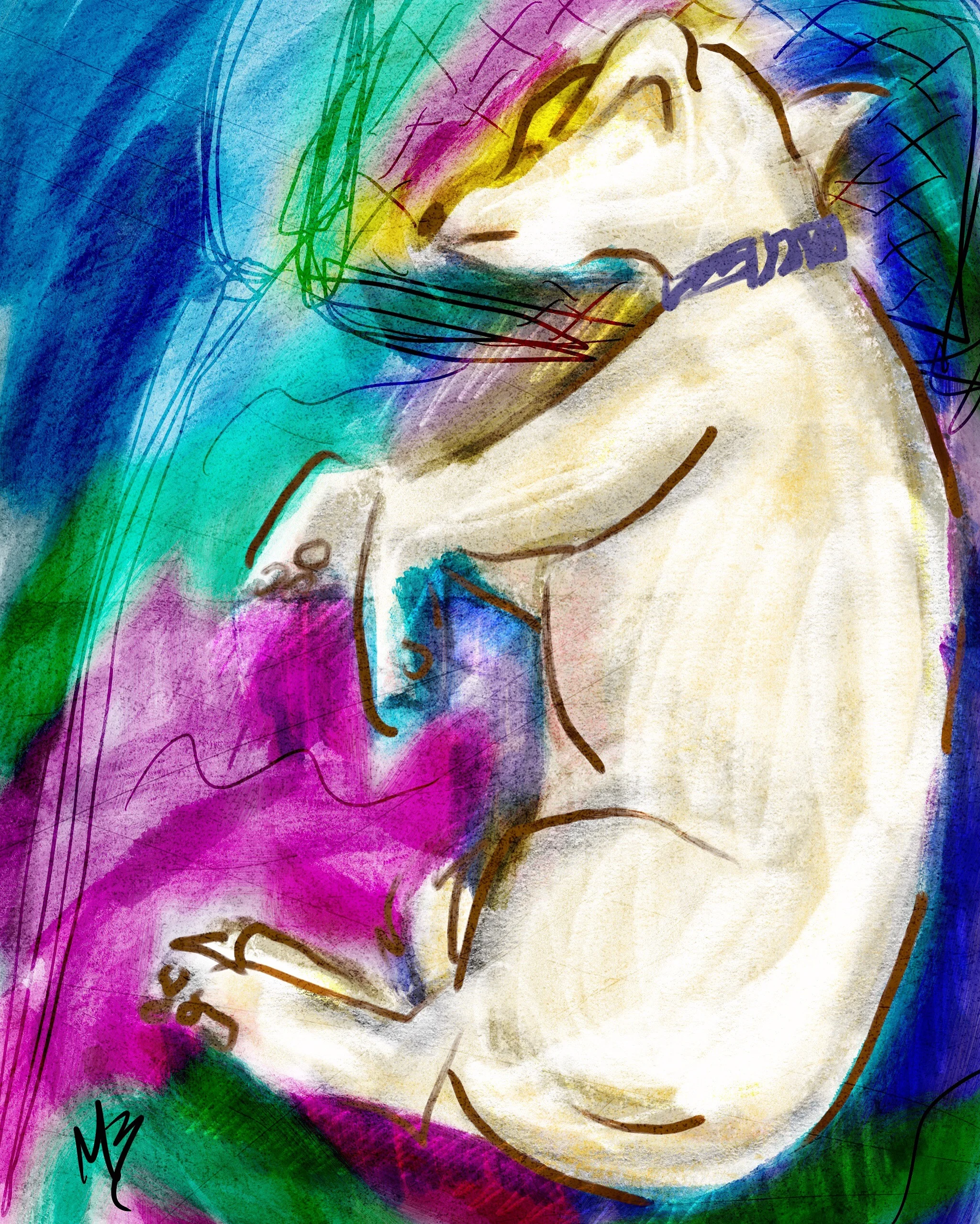 Cooper, do you dream in color? #dog #sleepingdog #color #digitalart #drawing #art 
