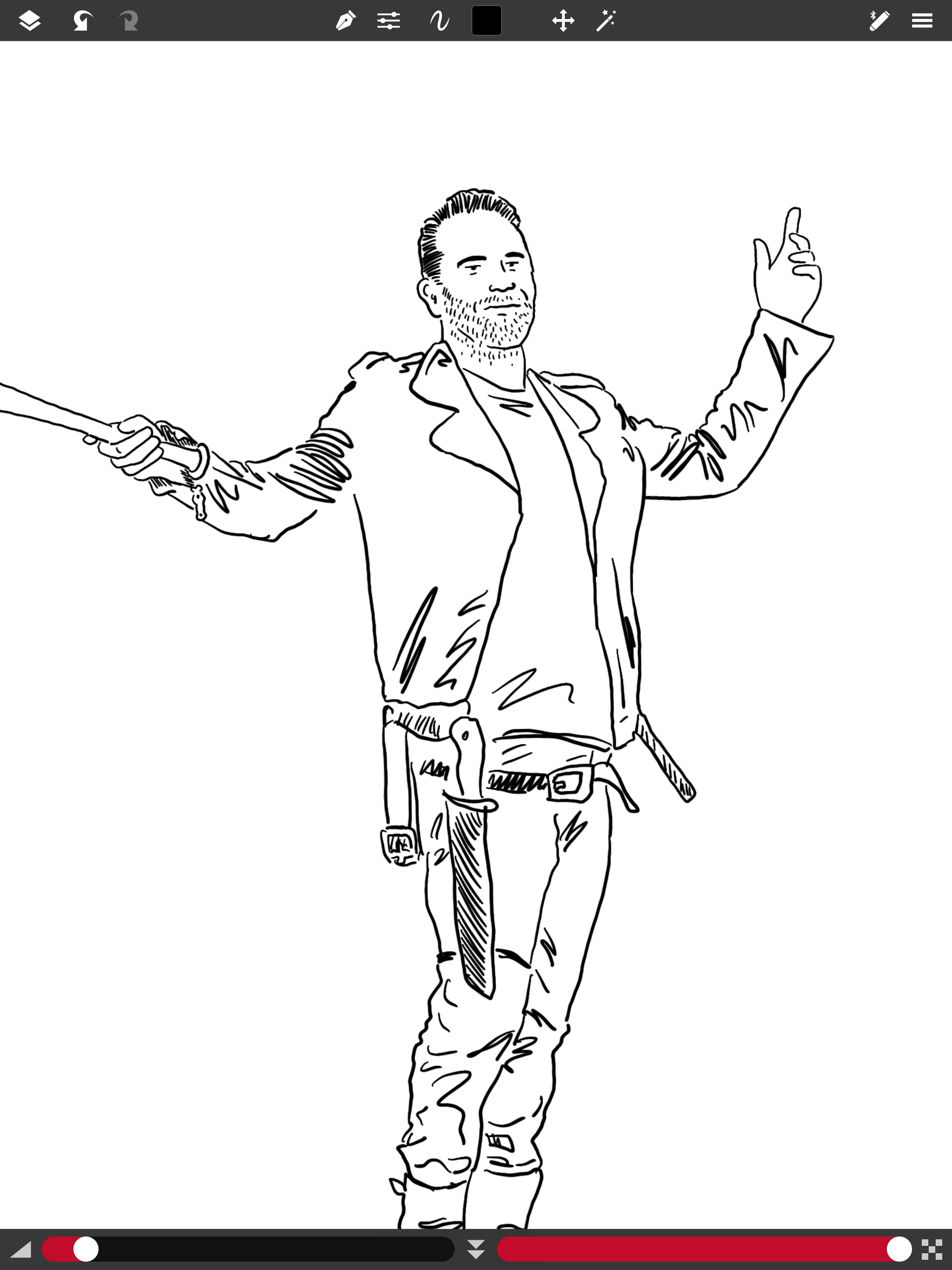 A little work in progress. 😎 #thewalkingdead #twd #art #lineart #negan #lucille #jeffreydeanmorgan #digitalart #drawing #illustration 