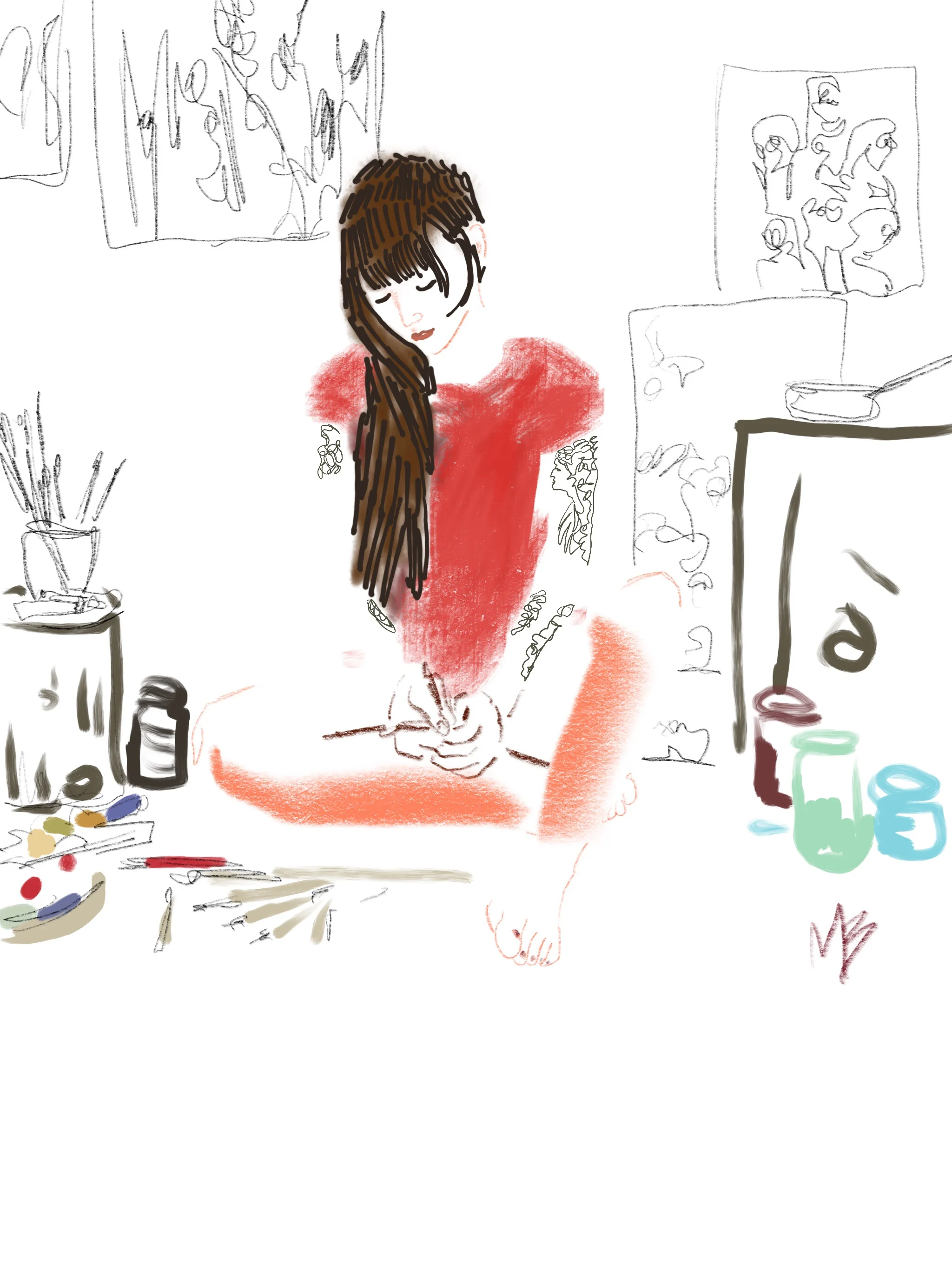 Artists in their natural habitat. Art inspired by @thanimara #art #artist #paintings #digitalart #visualart #drawing #sketch #figure #illustration 