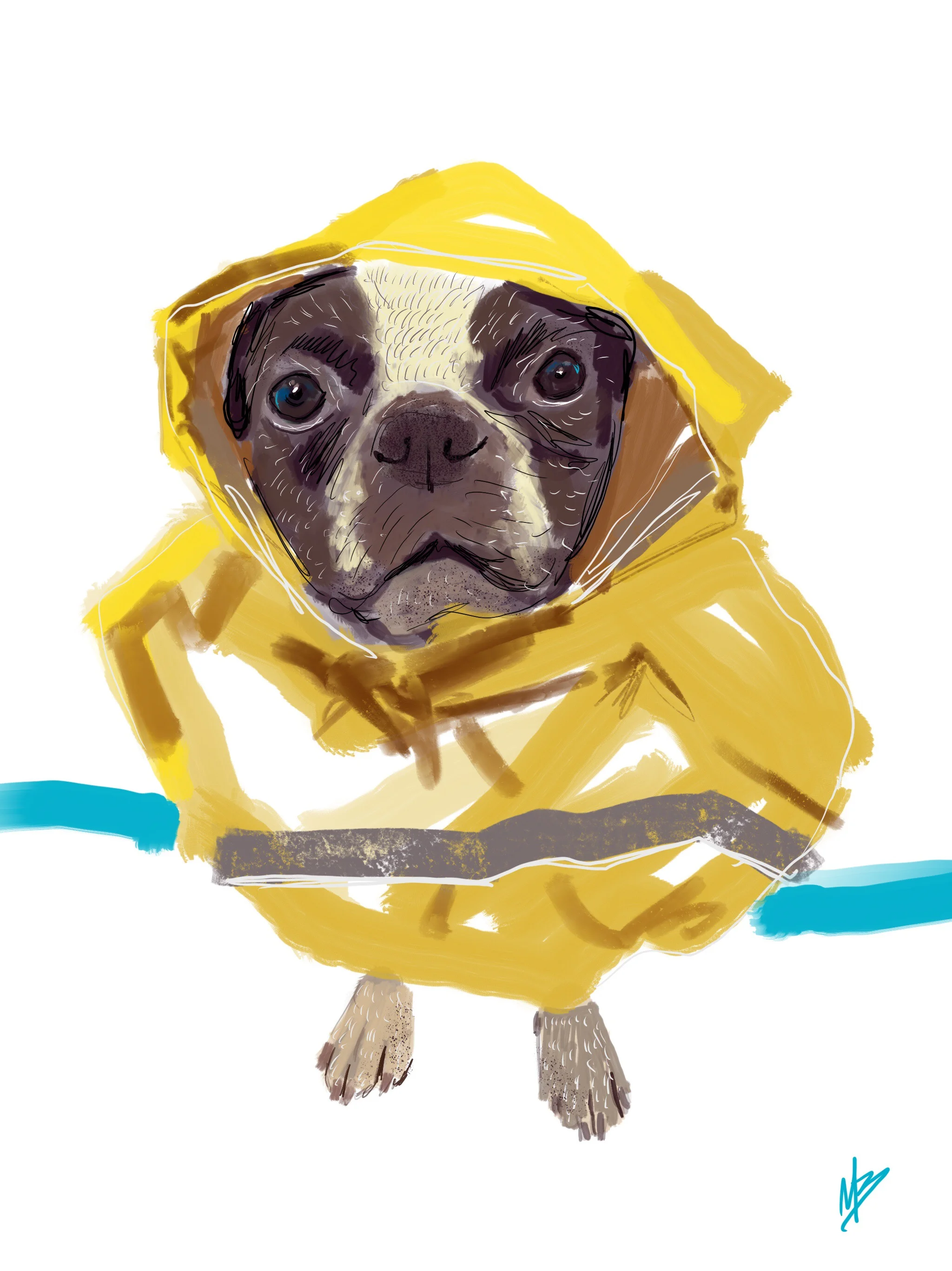 Looks like rain. Inspired by @chandisonska 😁🐶 #art #pet #dog #rain #petportrait #digitalart #bostonterrier #bostonterriersofinstagram #artist #illustration 
