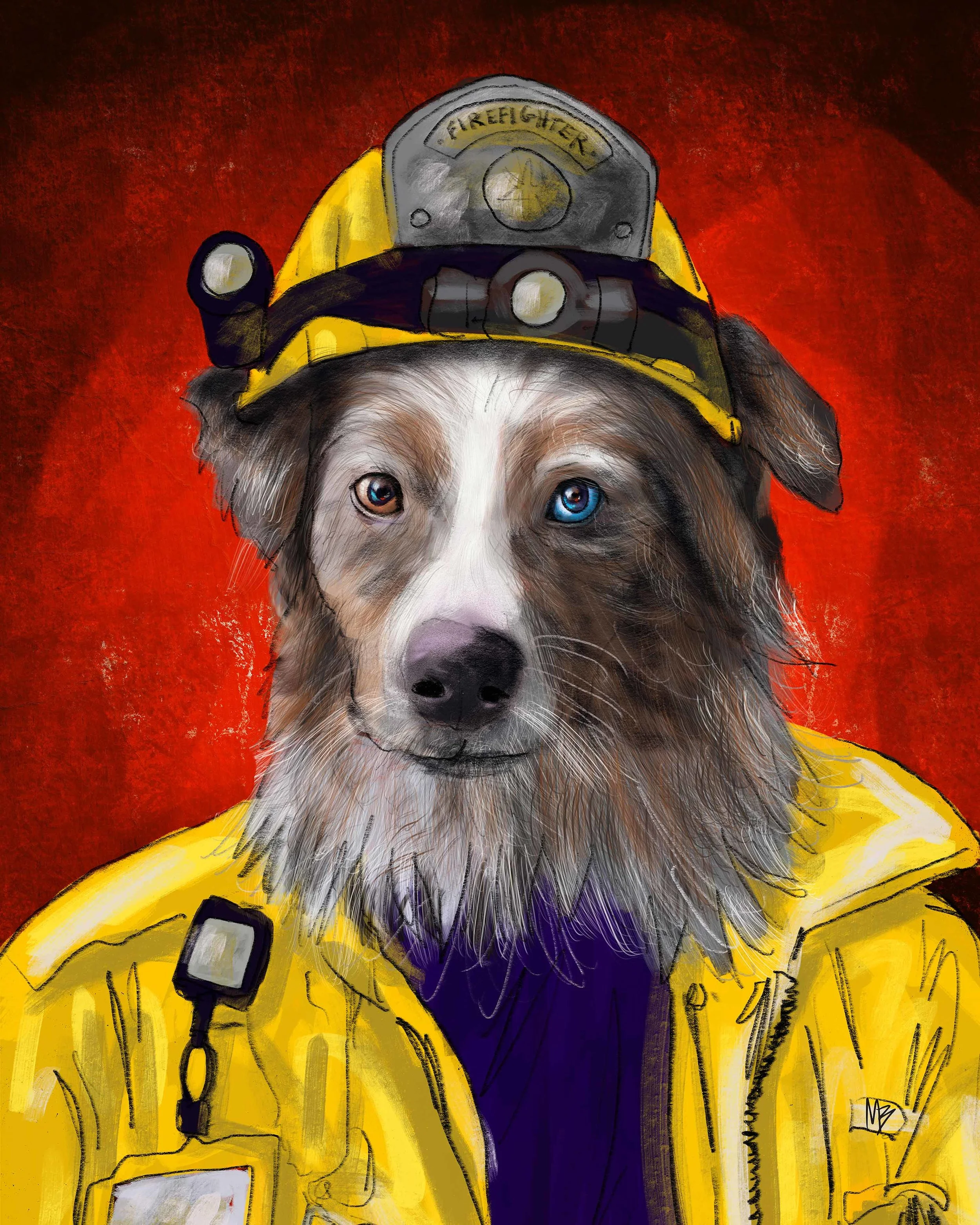 Uniform Pets - Firefighter Aussie Australian Shepherd