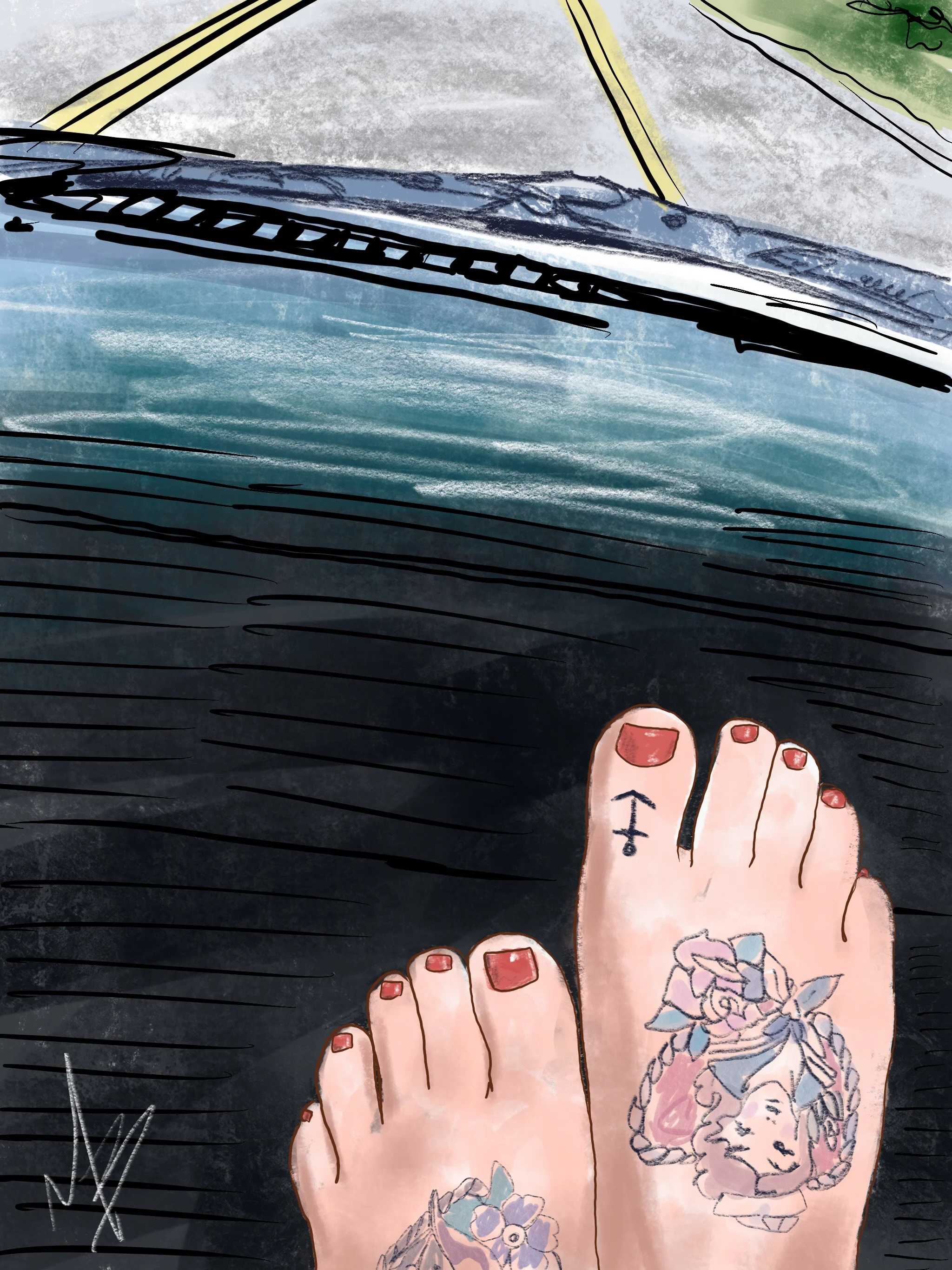 Who's road trippin' this summer? Where you headed? | Art inspired by @loulouloveslipsandlashes #roadtrip #summer #trip #feet #art #digitalart #digitaldrawing #artist #travel 