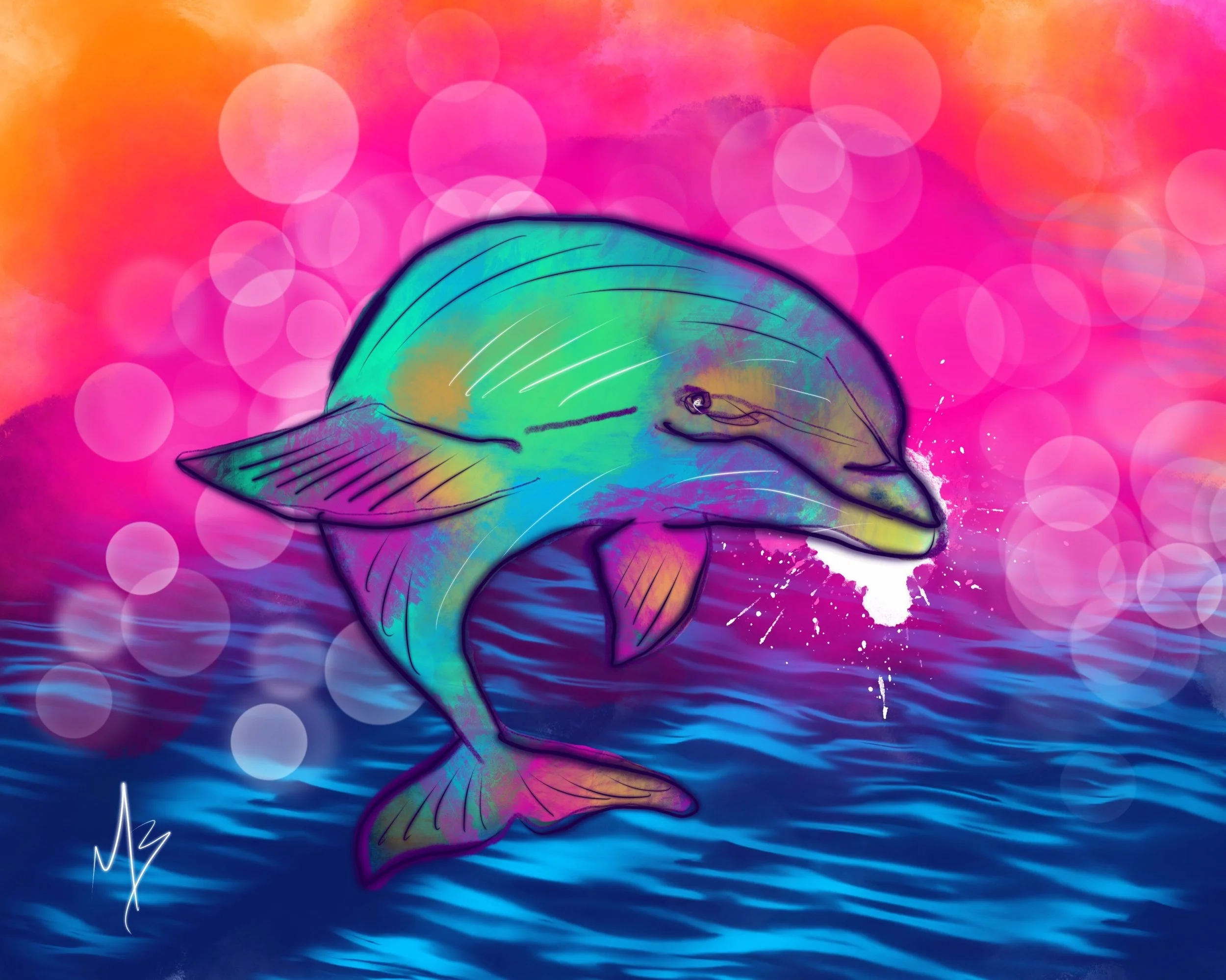 Who's a Dolphin fan? (Not talking sports). My life aquatica series continues 😎🐬 #art #dolphins #digitalpainting #digitalart #aquatic #marinelife #Artist #sea #sealife