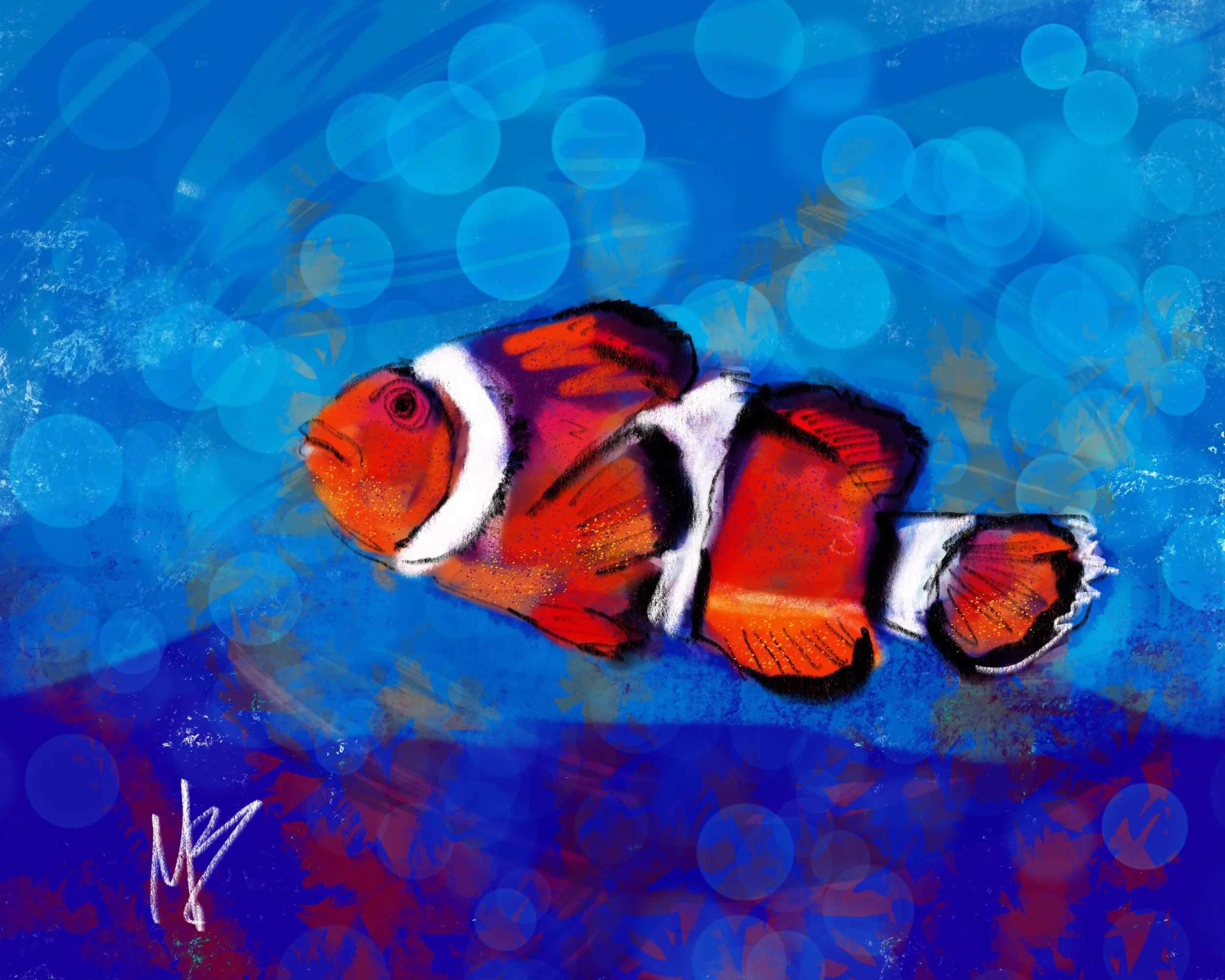 Clown fish 🐟- more aquatica. Inspired by @theneophytesscroll #fish #clownfish #aquarium #aquatic #digitalpainting