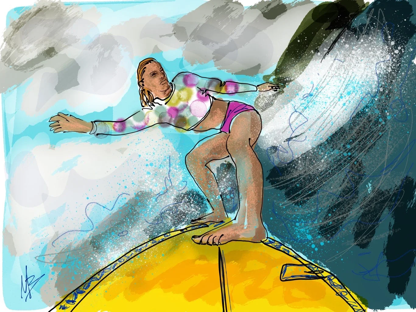 Surfer 🏄 art. Inspired by @mayla_kind @josea_surfwear @kobe_surf #surfer #surfergirl #digitalpainting #art #artist #waves