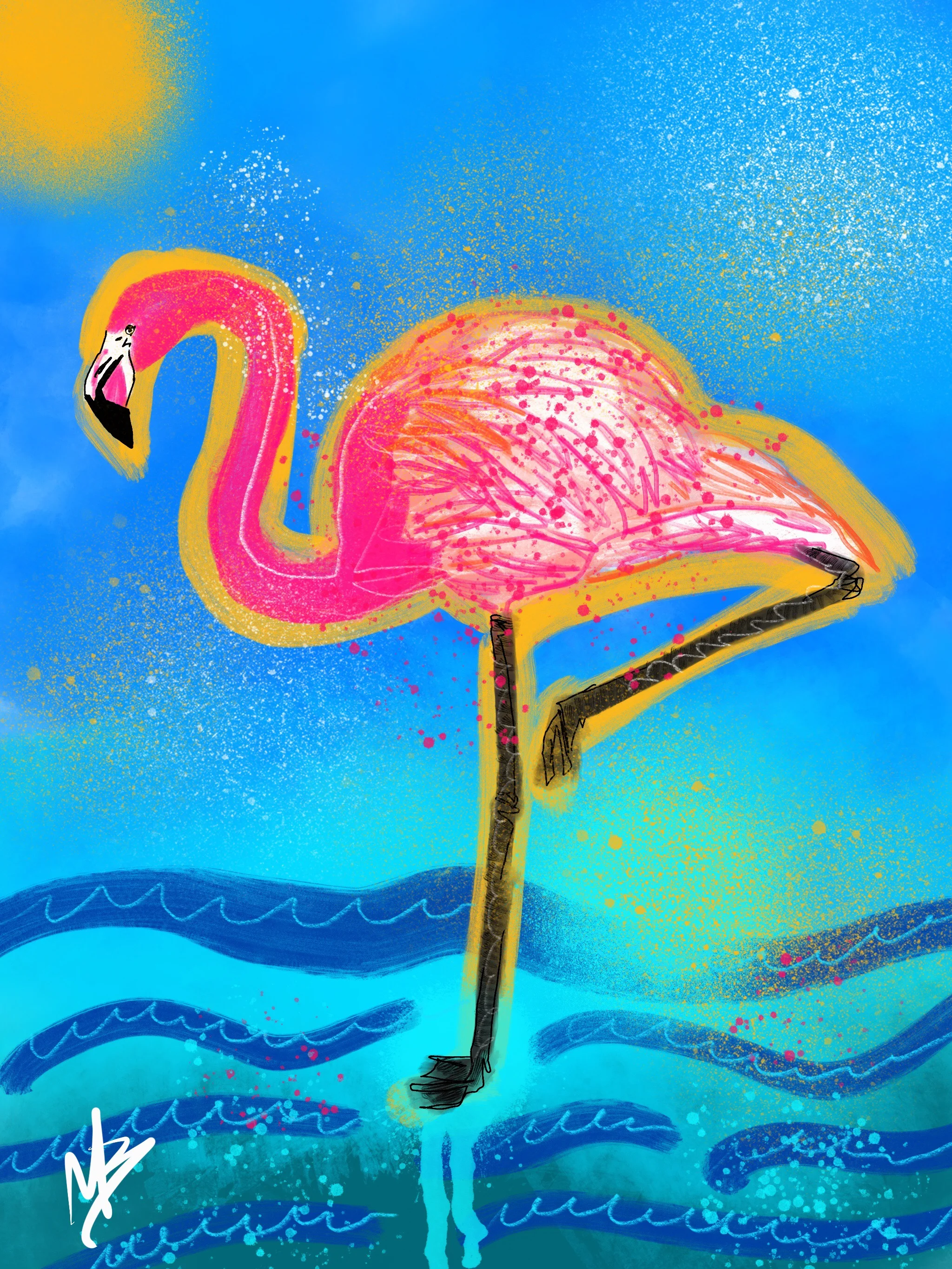 Flamingo bursting with color. I've never seen a real one. Only a plastic lawn ornament. How 'bout you? #flamingo #bird #wildlife