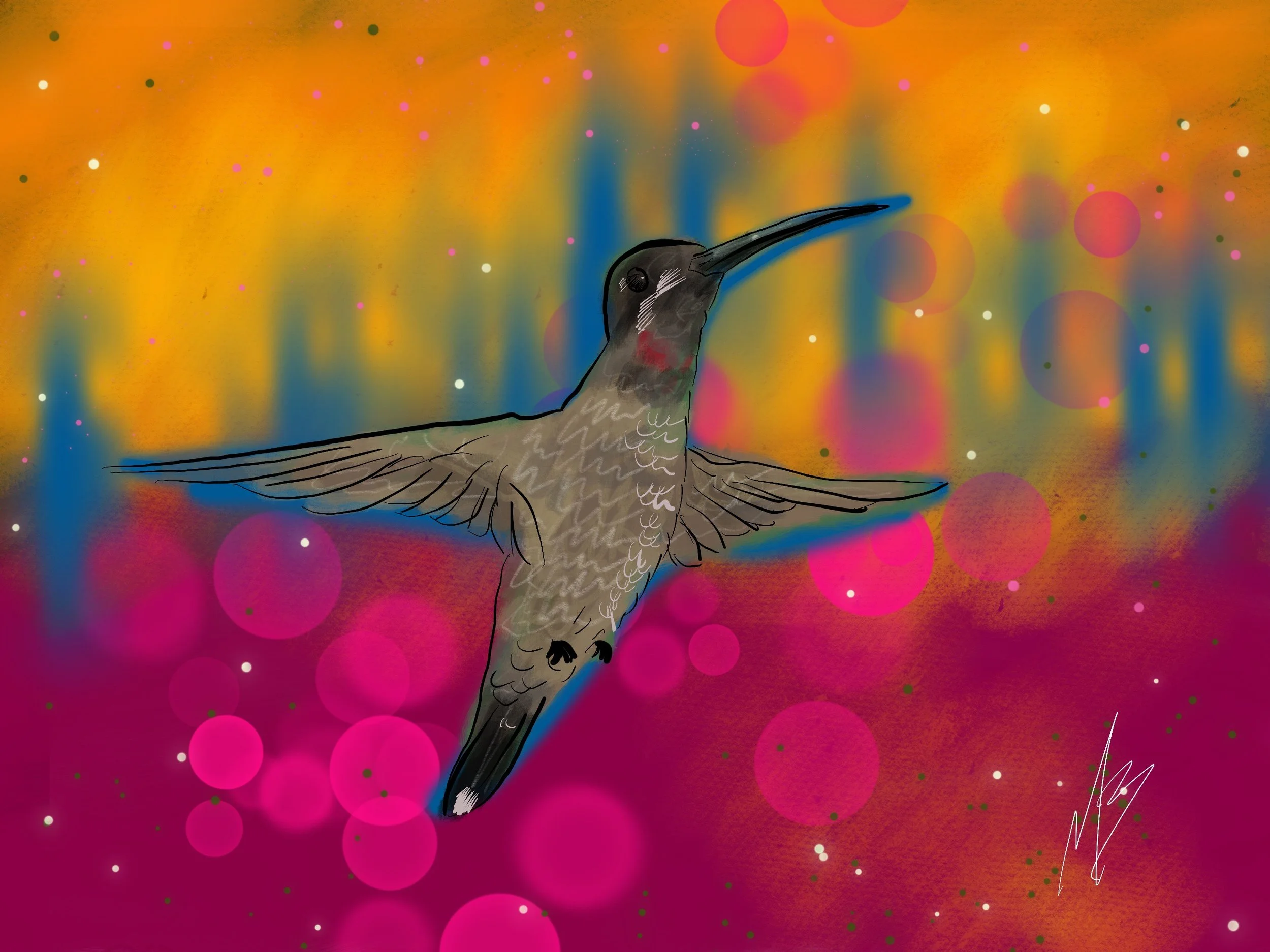 Hummingbird take flight. Inspired by @picsbylili #bird #hummingbird #nature #wildlife #art #artist #birdwatching #njartist #digitalart #digitalpainting #myart #artwork