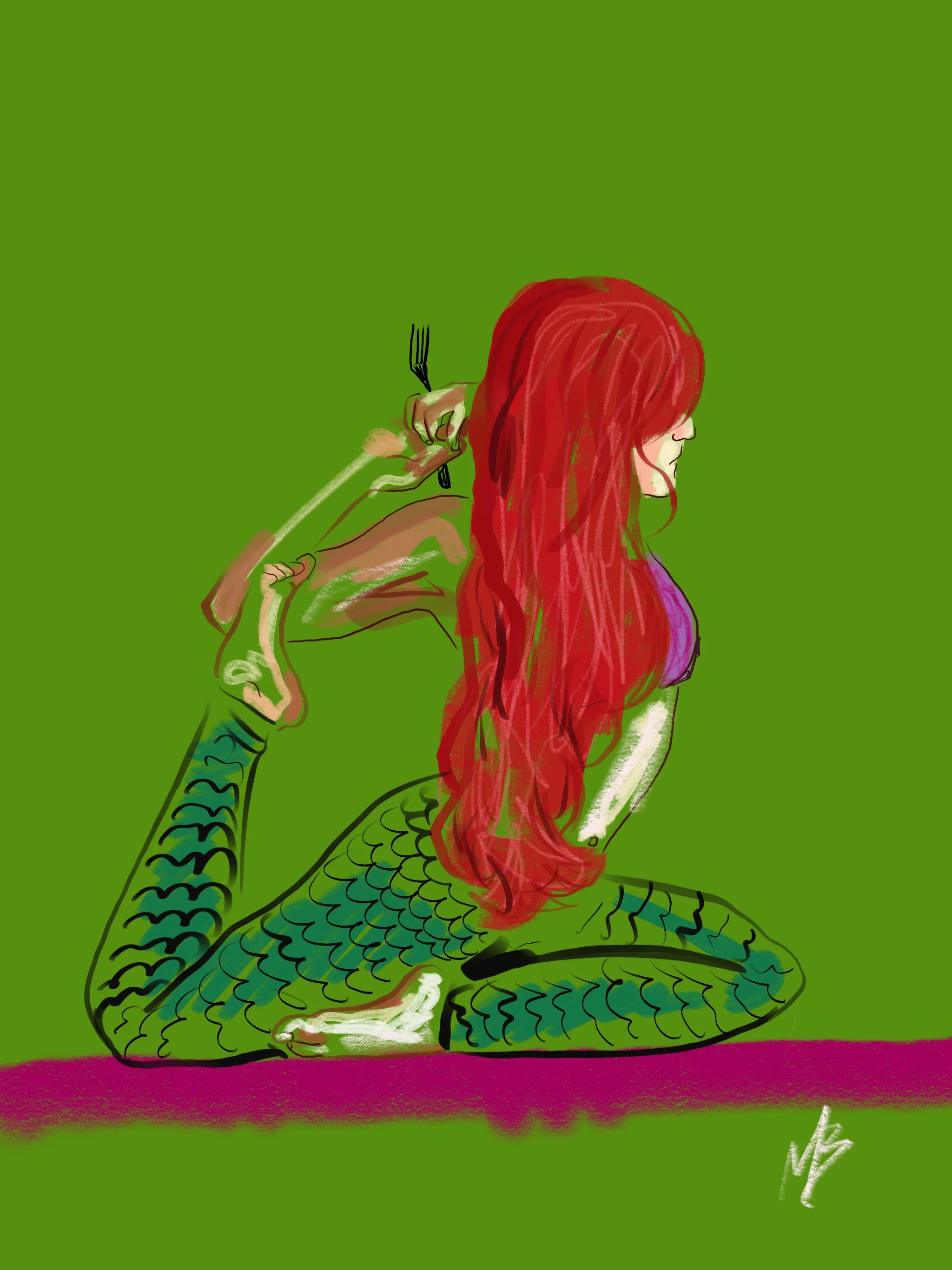 This was too much fun to pass by. What if Ariel had legs & could do yoga? Inspired by @dwinnerxfit 