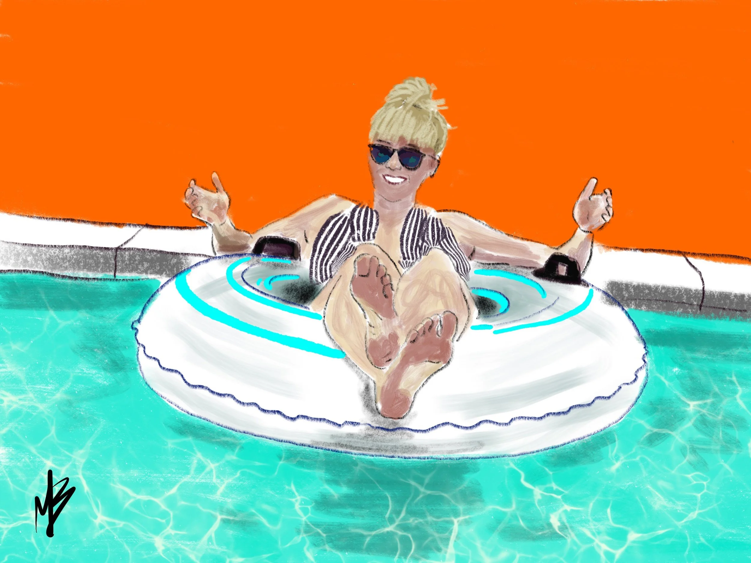 I spent the day at a water park with my kids. Fun times & we always love the lazy river. So naturally for my daily art - the theme today is  #lazyriver | art inspired by @nicolevonparis