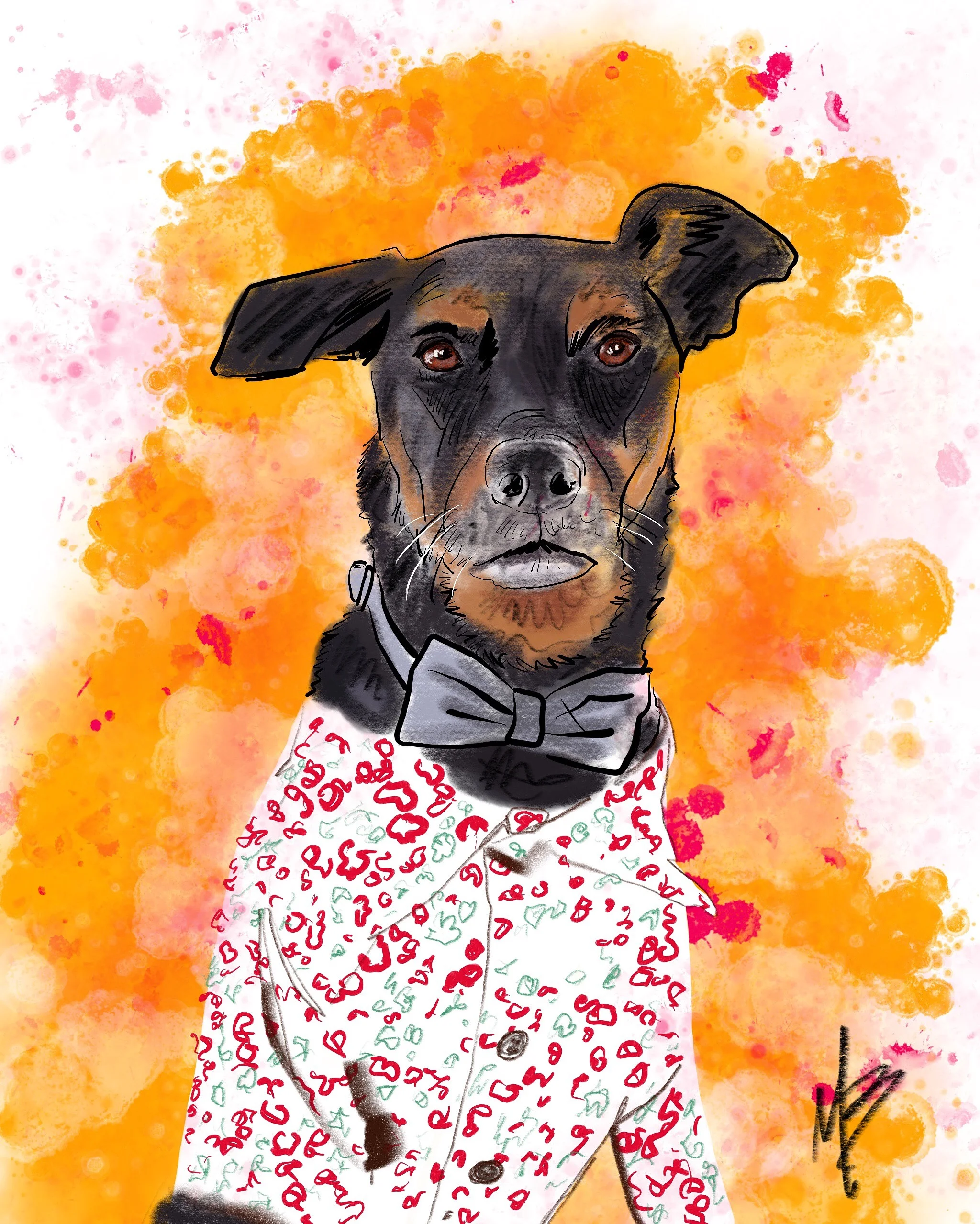 All dressed up an no place to go? This pooch is stylin' | art inspired by @shopdogthreads @lucyand.co @being.maxwell #dog #digitalart #art #pet #petportrait #petportraitartist