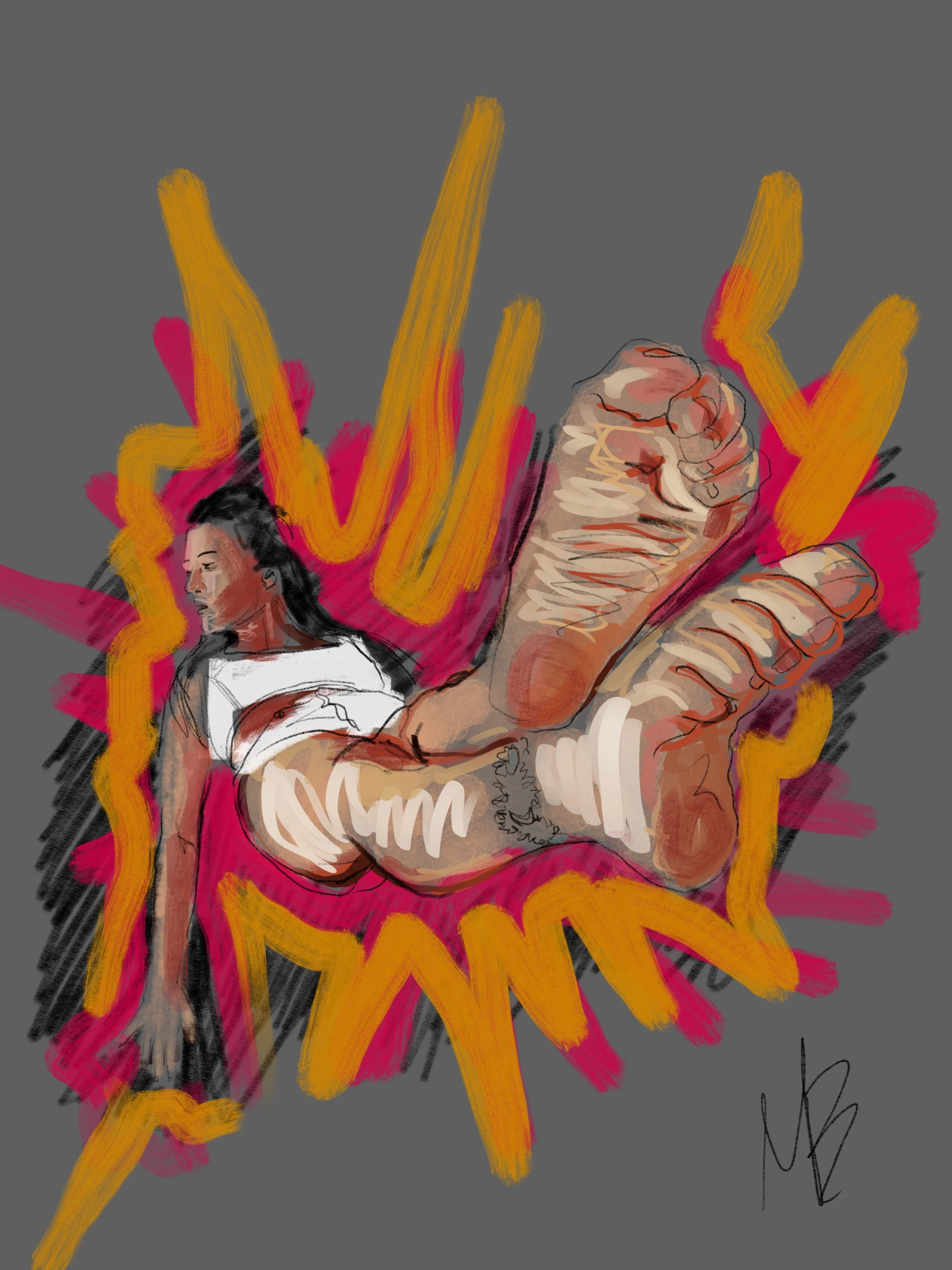 Reach for the sky. You just might get it. Happy Friday ✌🏻 | art inspired by @lauren.flores #yoga #yogi #yogaart #yogaartist #fitness #digitalpainting 