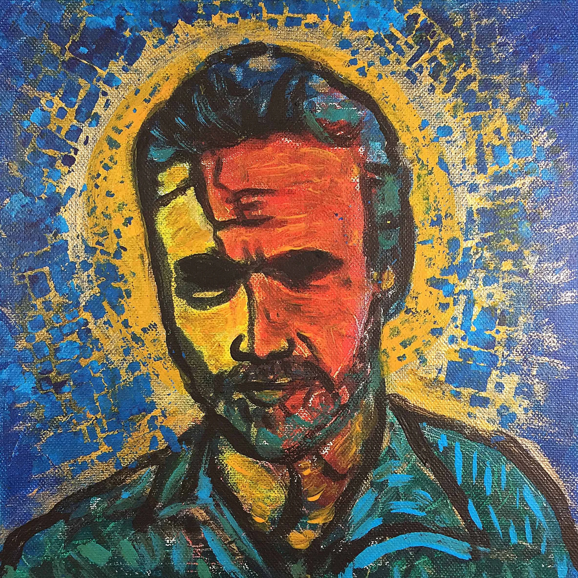 "Saint (Rick) and Sinner (Grimes)" original 10 x 10 mixed media painting