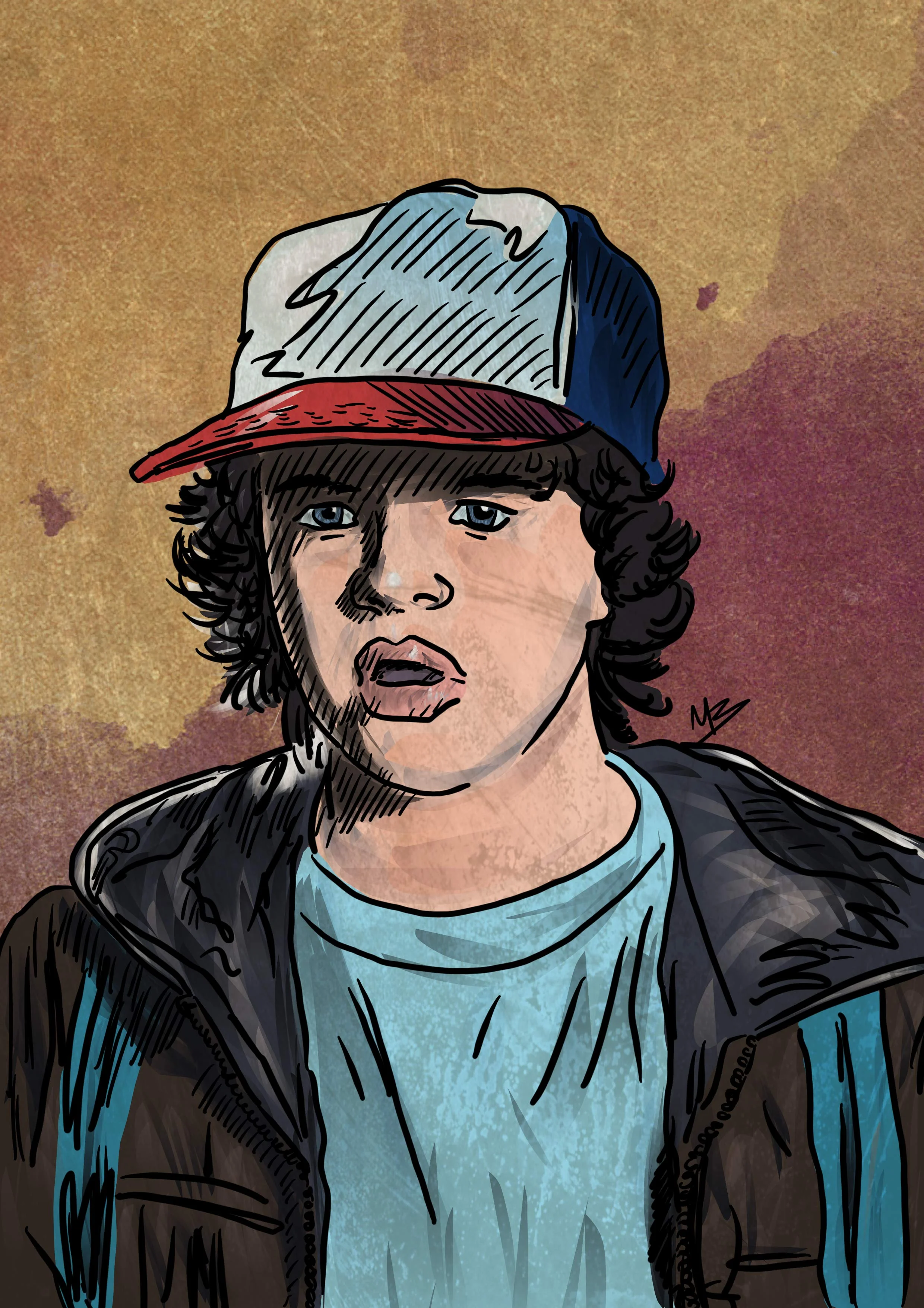 Stranger Things Dustin Henderson Gaten Matarazzo Art Print Mike Brennan Art Design