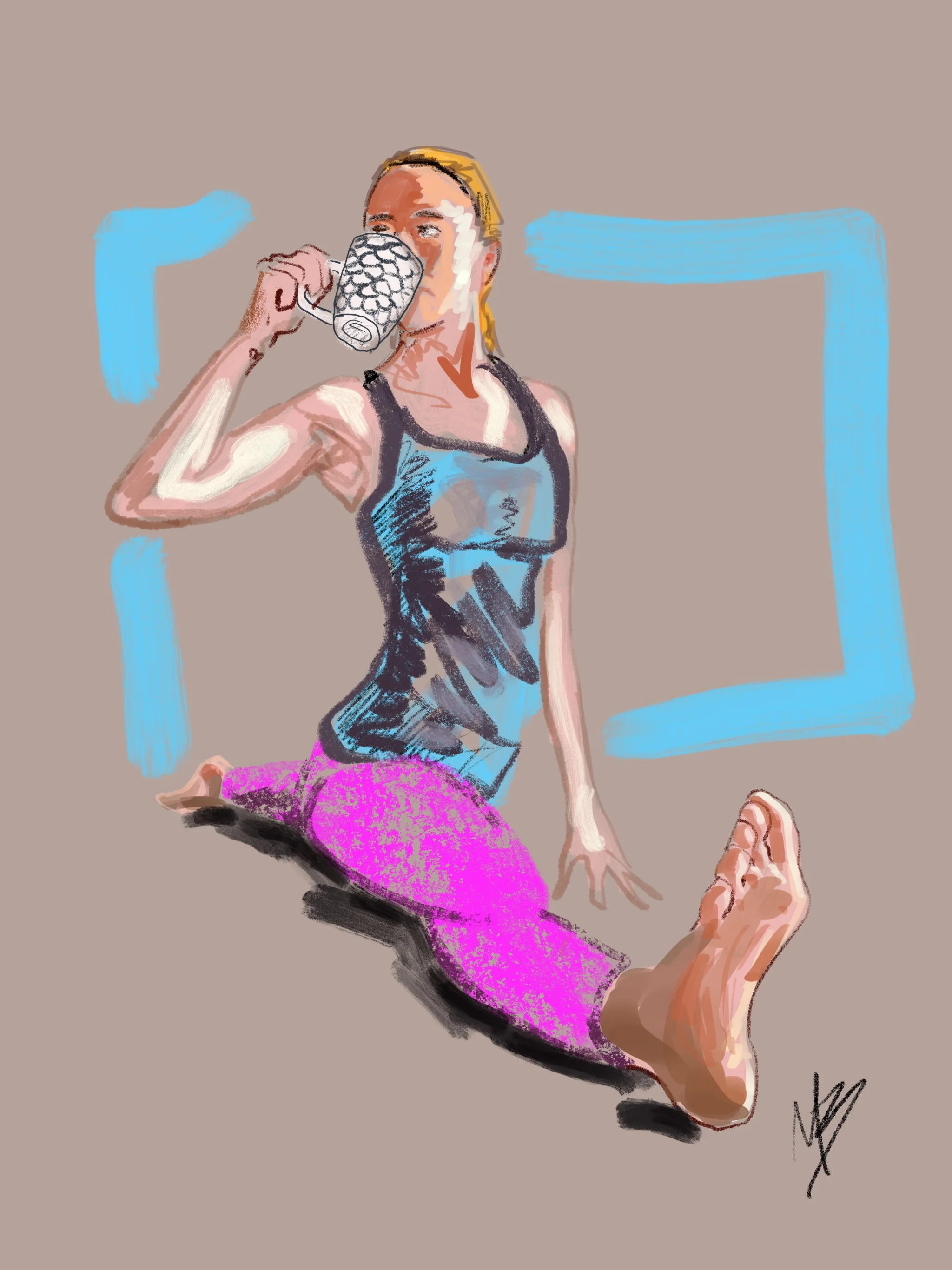 Coffee. ‘Nuff said. | art inspired by @worldyoga @ryannecunningham #yoga #yogi #yogaart #yogaartist #coffee 