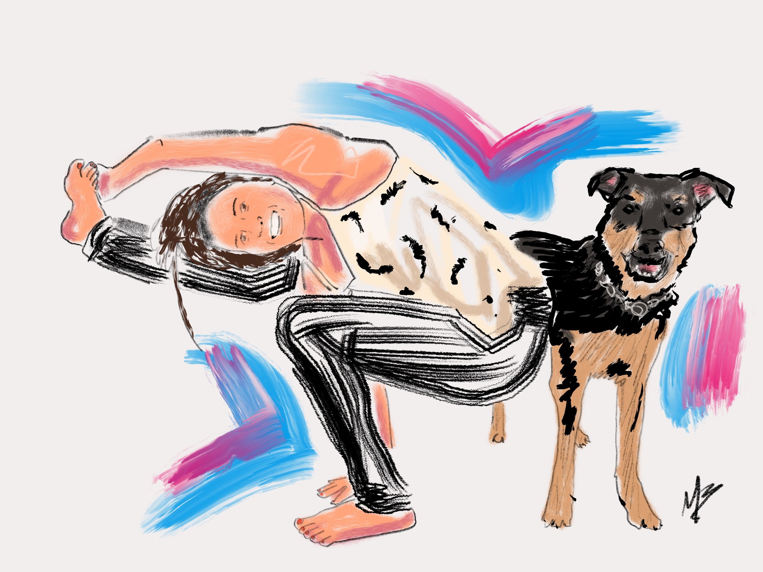 Thankful for buddies & traveling companions. | art inspired by @yoga_with_samantha #yoga #yogi #yogaart #yogaartist #dog 