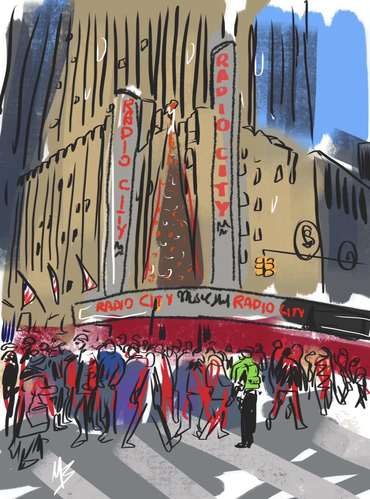 iPhone sketch @radiocitymusichall #sketch #digitalart #art #drawing #illustration #illustrator #radiocitymusichall #nyc #urbansketch #urbansketchers #mikebone #mikebrennanart #artwork  #draw #artistso