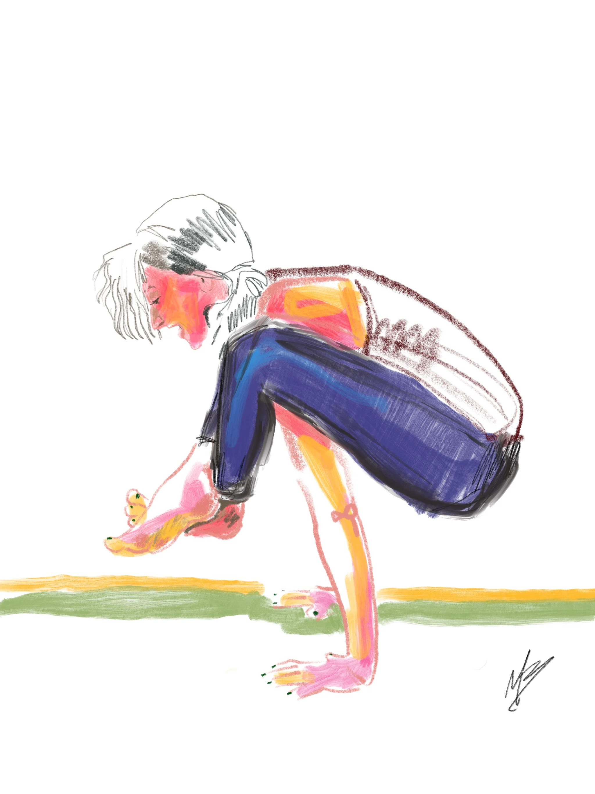Still battling a cold but injecting some color in my gray world. | art inspired by @fthisishard #yogi #yoga #yogaart #yogaartist #fitness 