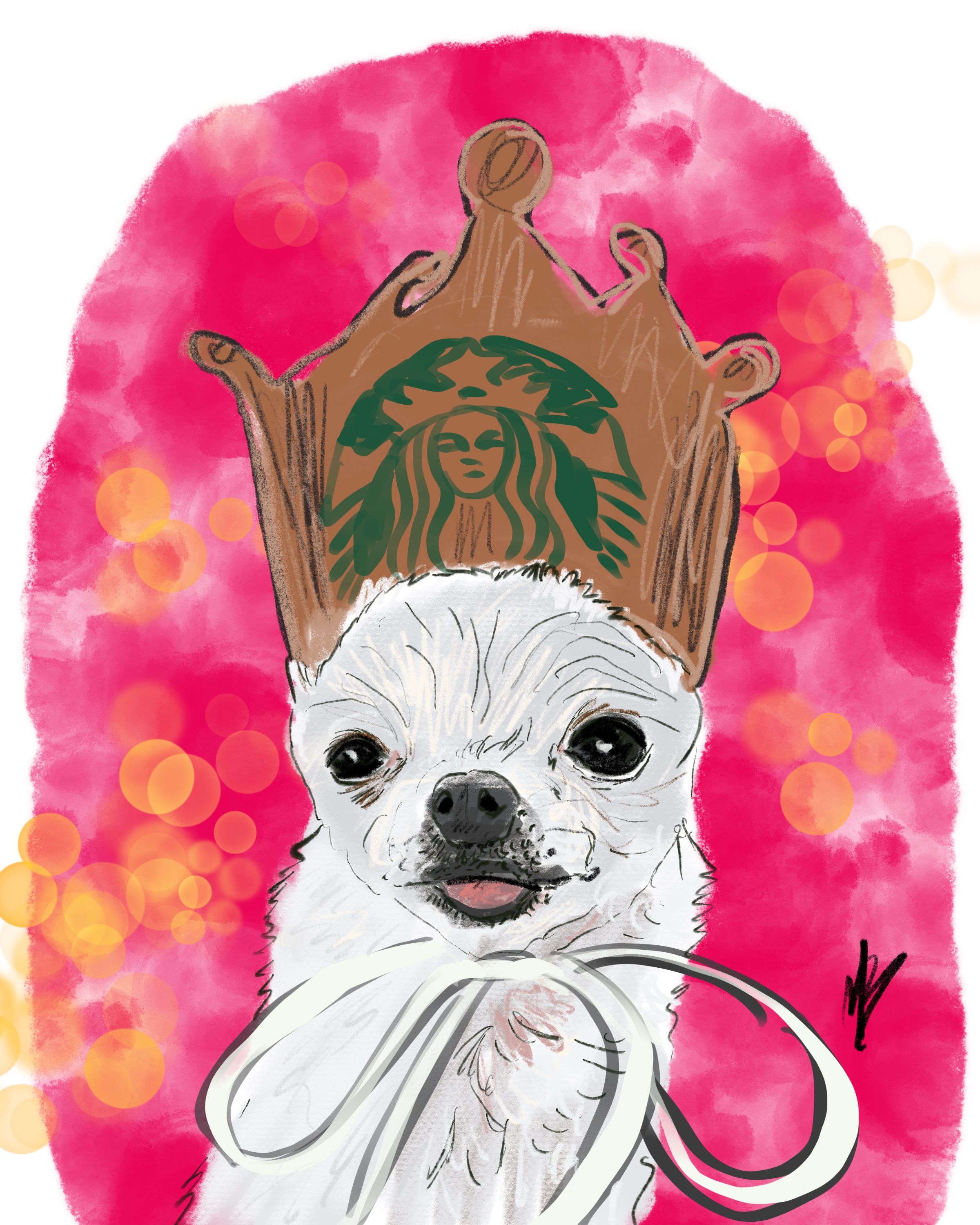 King of caffeine | art inspired by @chihuahua.rescue @studiotaco @onlychihuahuas  @starbucks #chihuahua #chihuahualover #chihuahualife #dog #pet #petportrait #petportraitartist #art #artist #mikebone 