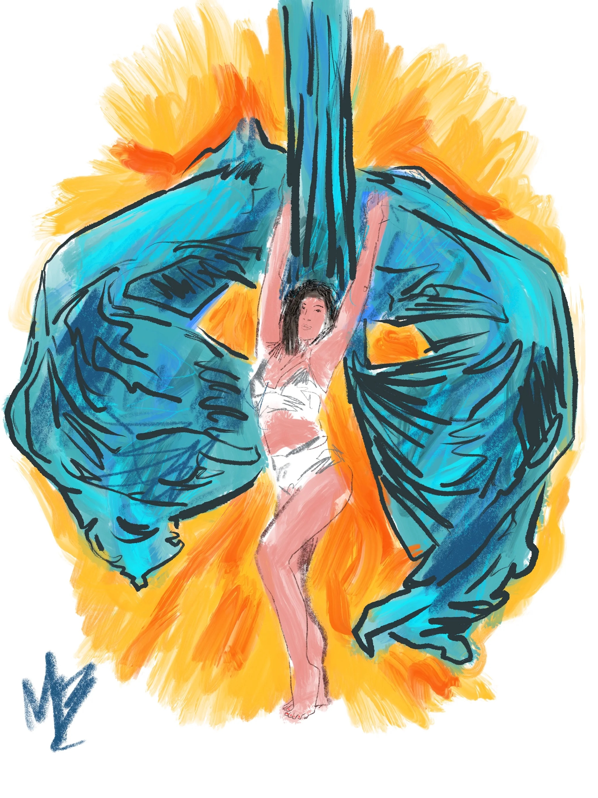 Create beauty then share it | art inspired by @aerialist.tay @aerialinspo @theskygym #yoga #aerialyoga #yogi #yogaart #yogaartist 