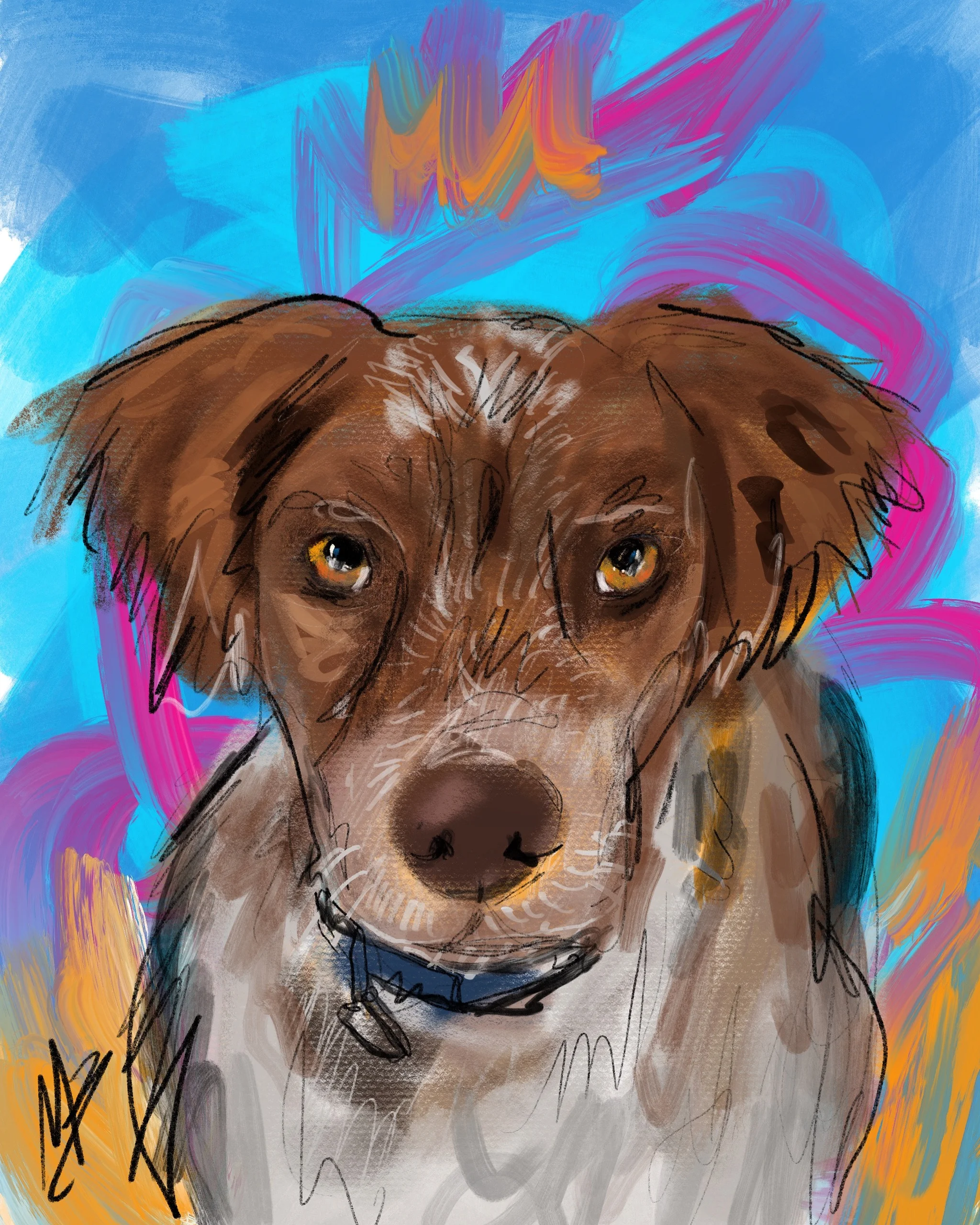 Dogs make life better! Nothing better than a companion by your side. | art inspired by @lepetitfluffy @kinglouiethebrit #dog #pet #petportrait #dogart #petparent #dogmom #dogdad #ilovemydog 