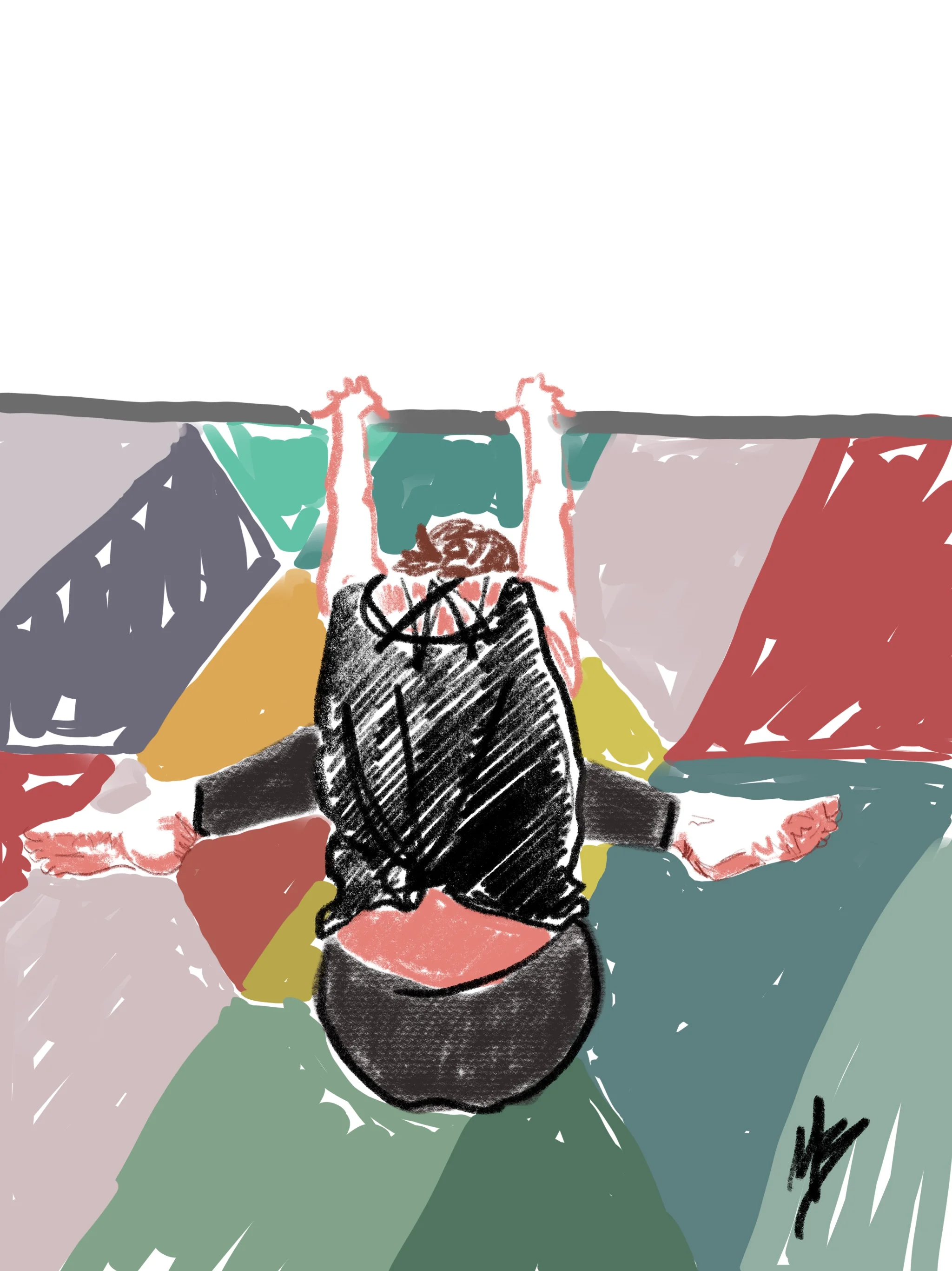 Hang in there. | art inspired by @happy.soul.yoga.meg @chelseawilko #yoga #yogi #yogaart #yogaartist #fitness 