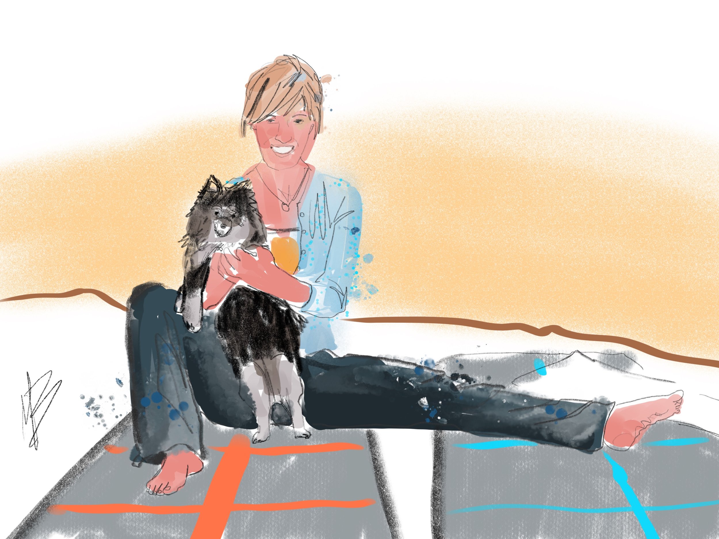 Mat mates. Doga in full force | art inspired by @yogaforce #yoga #yogi #yogaart #yogaartist #doga 