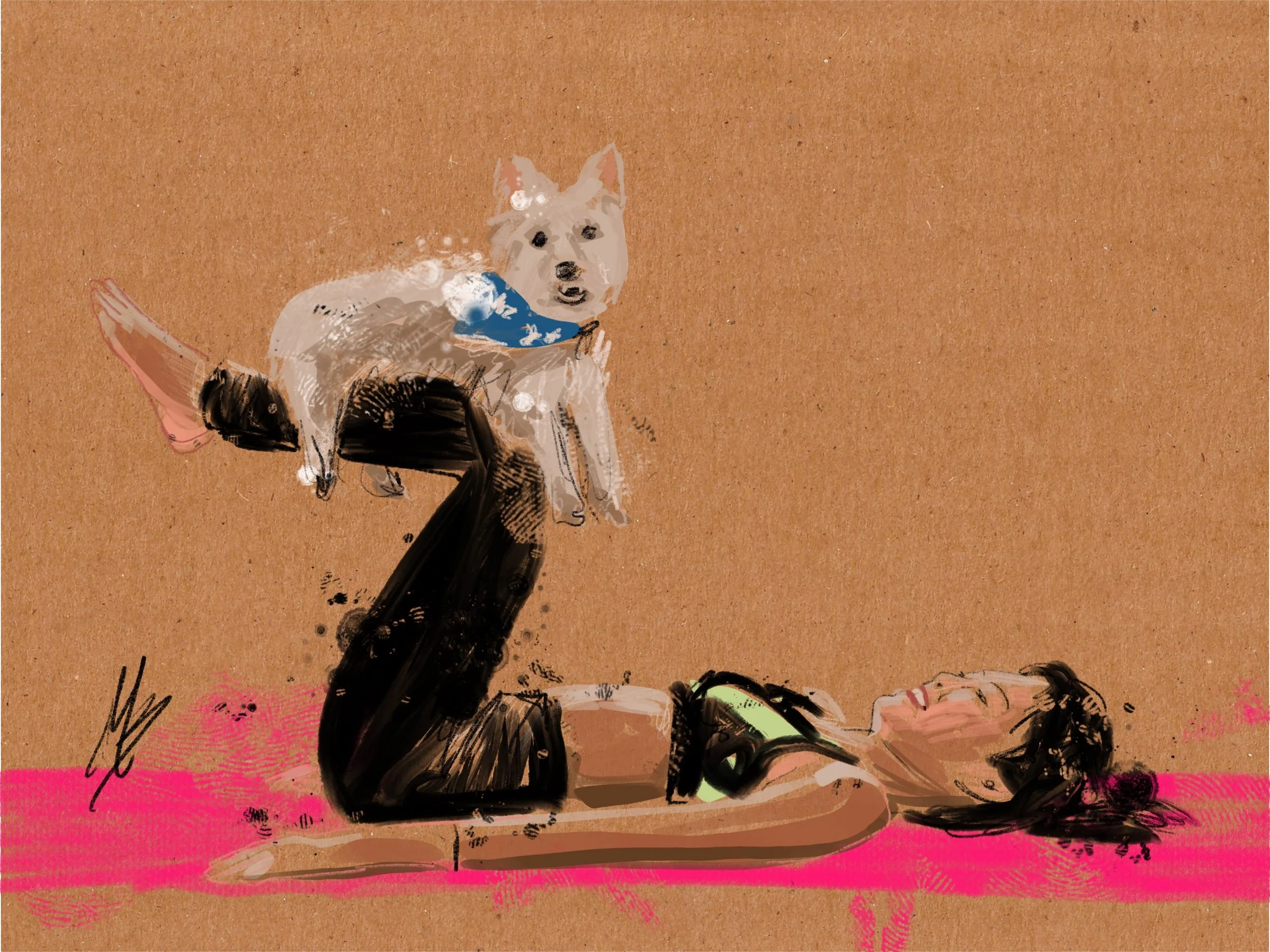 Someone’s not pulling their weight. | art inspired by @thevanillapup @petexposg @pawfullyfit #yoga #yogi #doga #yogaart #yogaartist 