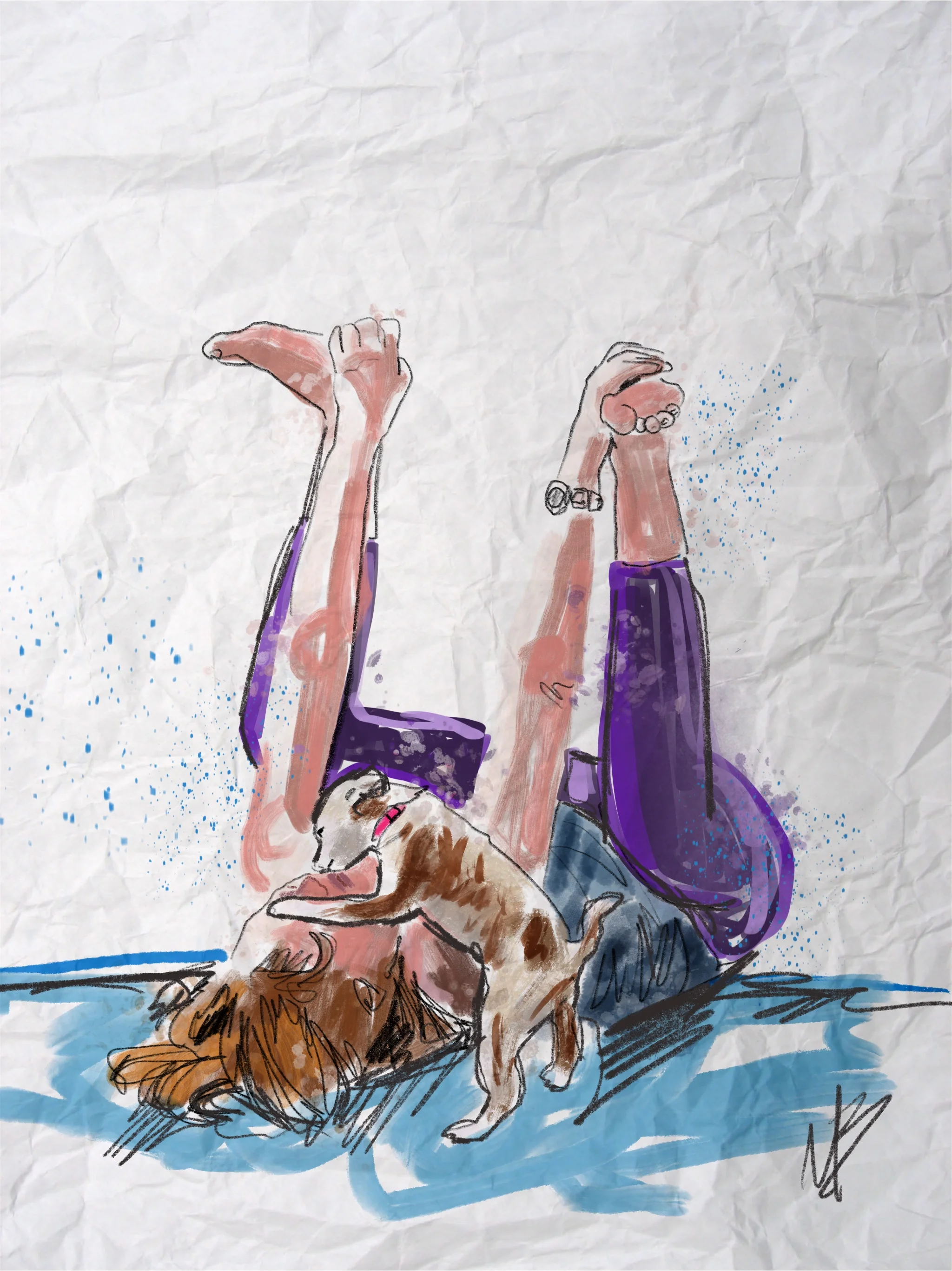 Don’t worry. I’ll keep you cool. | art inspired by @wagsandwalks @puppiesmakemehappy #yoga #yogi #doga #yogaart #yogaartist 