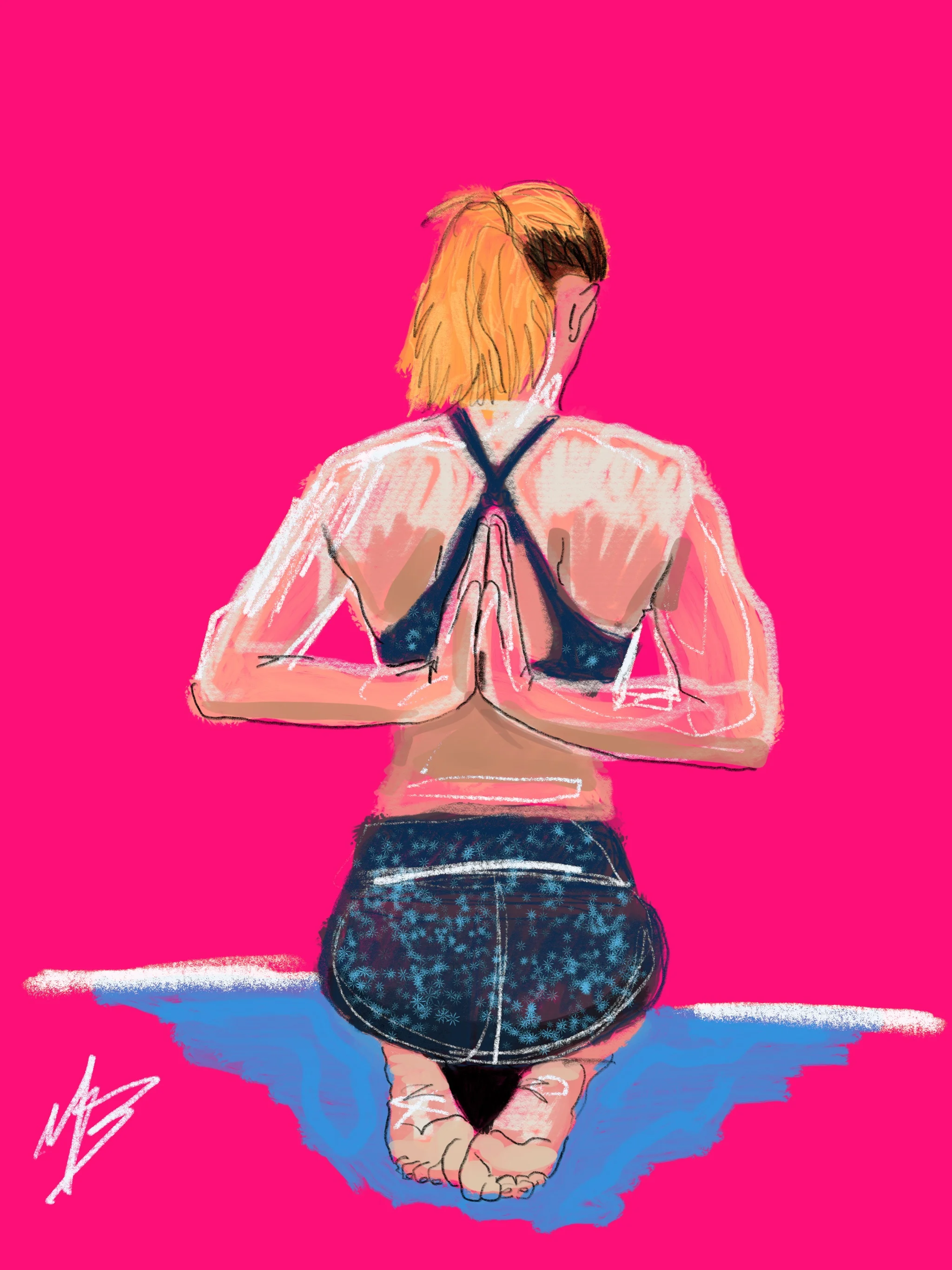 Stillness doesn’t demand attention. You’ve got to prioritize for it. | art inspired by @rainingbuddha @lindedoesyoga #yoga #yogi #yogaart #yogaartist #fitness 