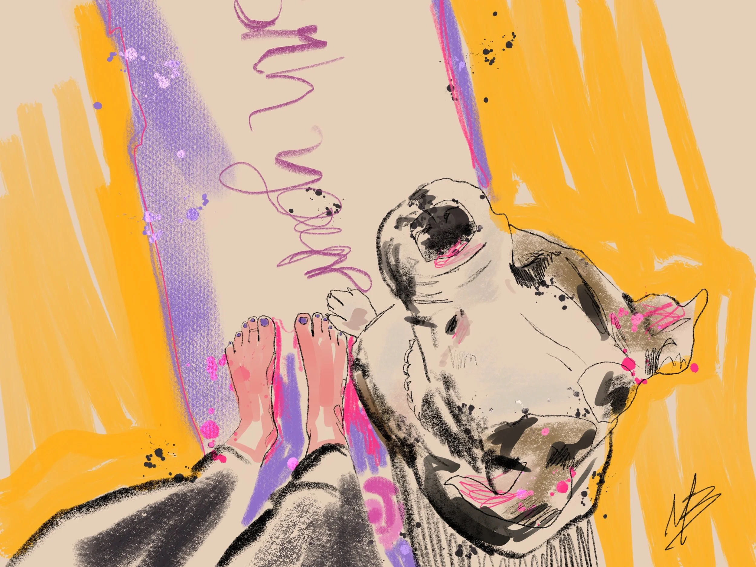 Mat buddies | art inspired by @whiskersandyoga @rufflifeofzeus #yoga #doga #yogi #yogaart #yogaartist 