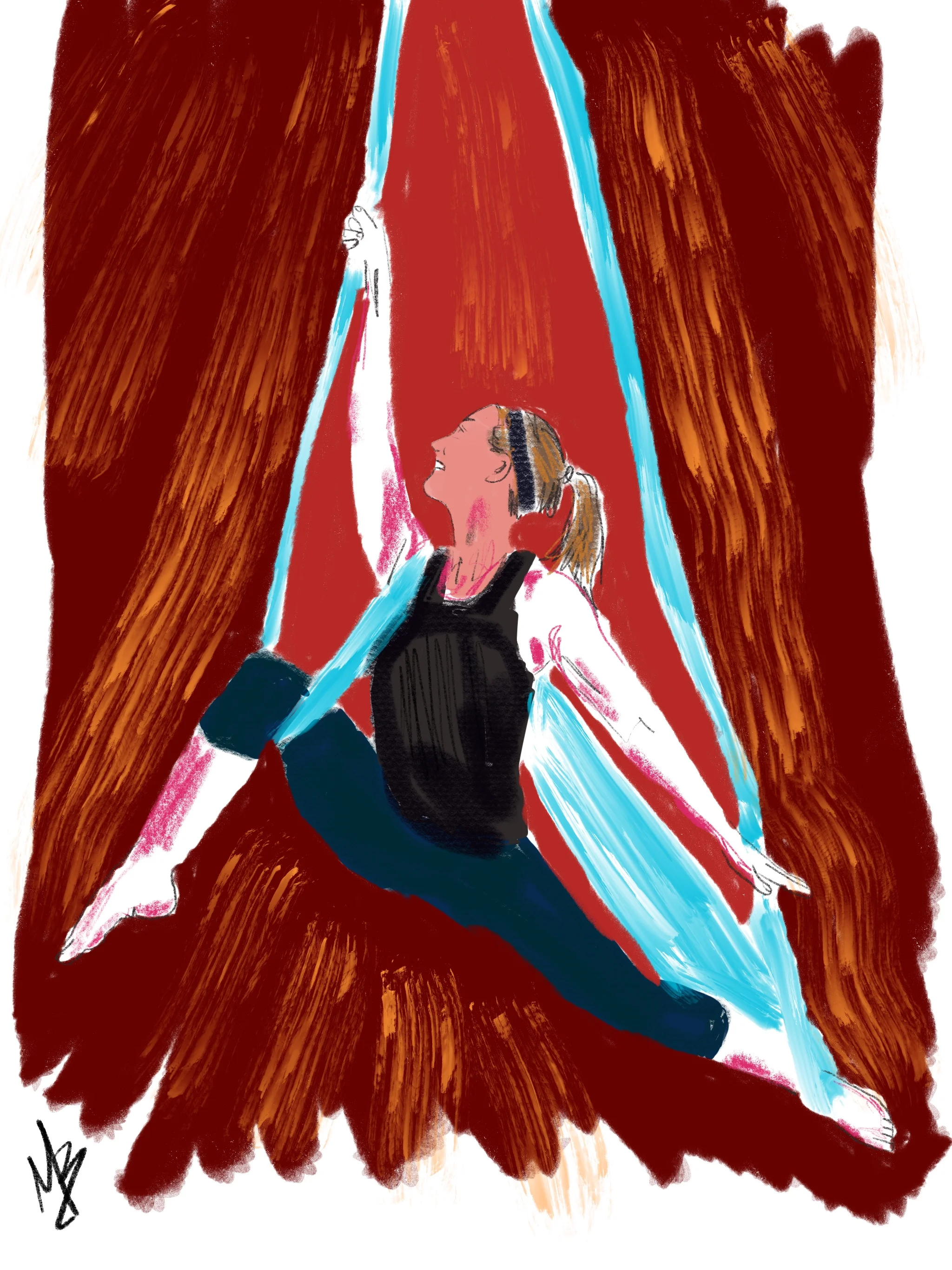 Swinging into Saturday. | art inspired by @airfitlincolnpark @erin_larson_ #yoga #yogi #aerialyoga #yogaart #yogaartist 
