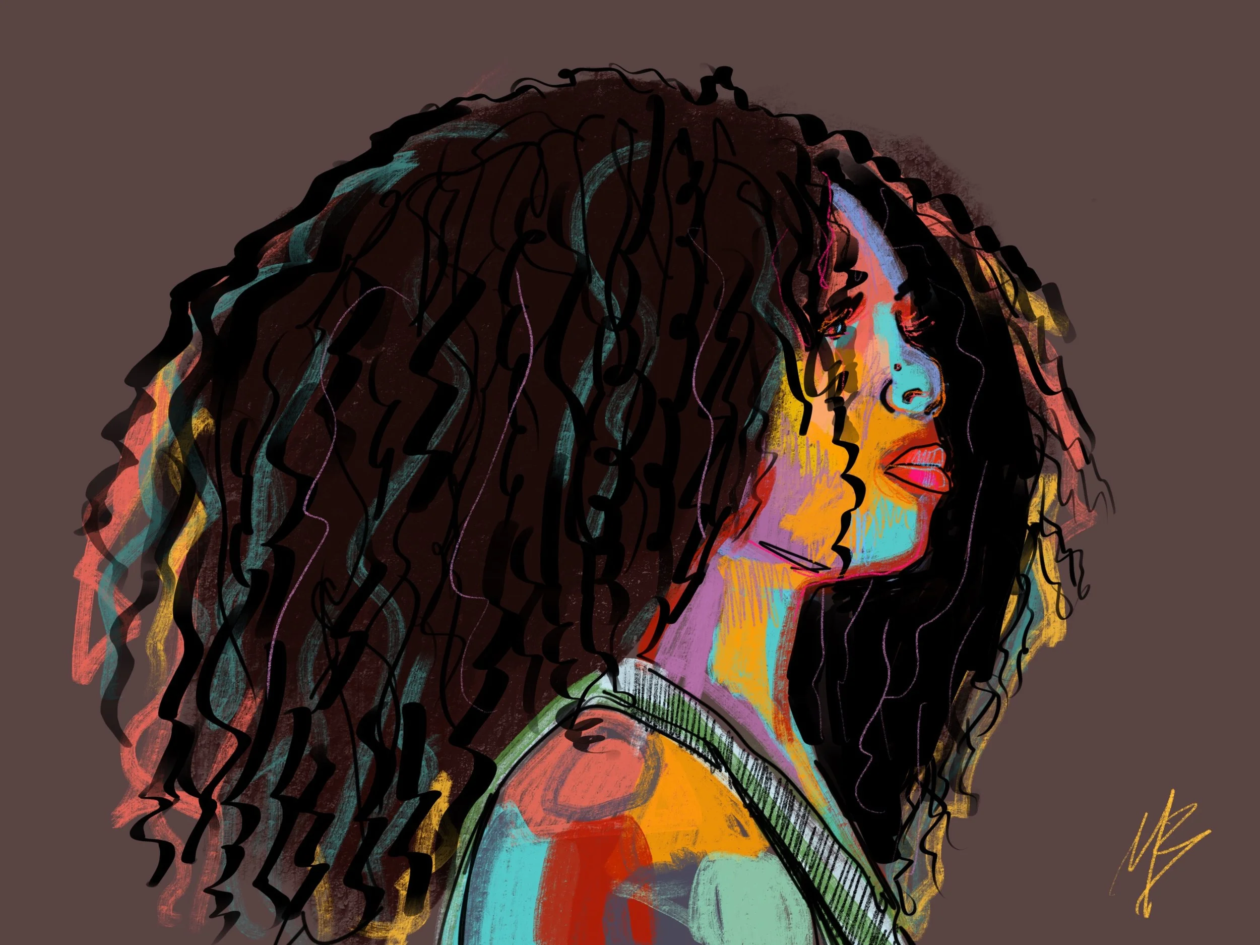 Live life in full color. |  art inspired by @sincerely_niya @healthy_hair_journey @melanin.feed #hair #beauty #color #art #artist #illustrator #illustration #digitalpainting #mikebone #mikebrennanart 