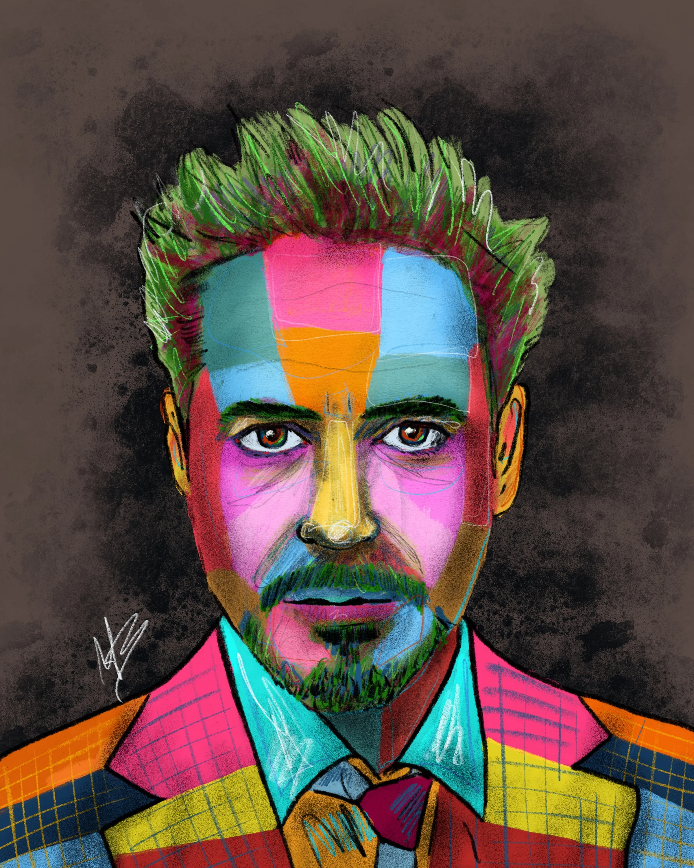 There’s only one Iron man- @robertdowneyjr 😎⭐️ . . . . #ironman #robertdowneyjr #tonystark #art #illustration #contemporaryart #painting #drawing #mikebone #mikebrennanart #marvel #artist #actor