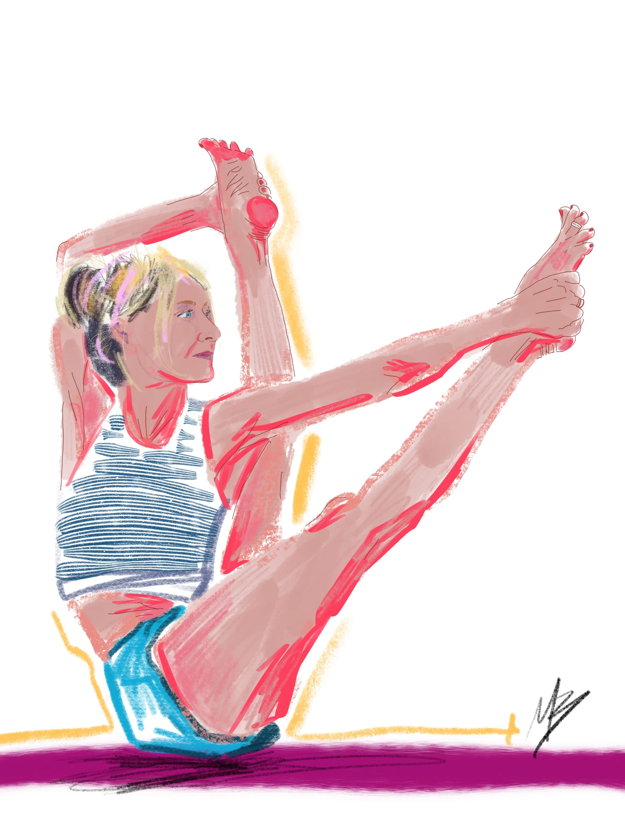 Stretching into a new week | art inspired by @yogalovercenter @gpyoga @yogafeature #yoga #yogi #yogaart #yogaartist #fitness 