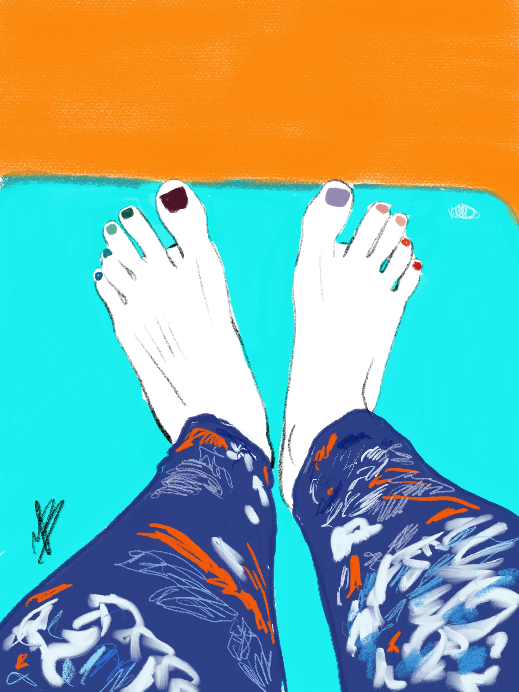 It’s Friday. #feetupfriday unfortunately I’ve got a super busy weekend so not rest for me. What are you up to this weekend? | art inspired by @omzaktiyoga #yoga #yogaart #yogi #yogaartist 