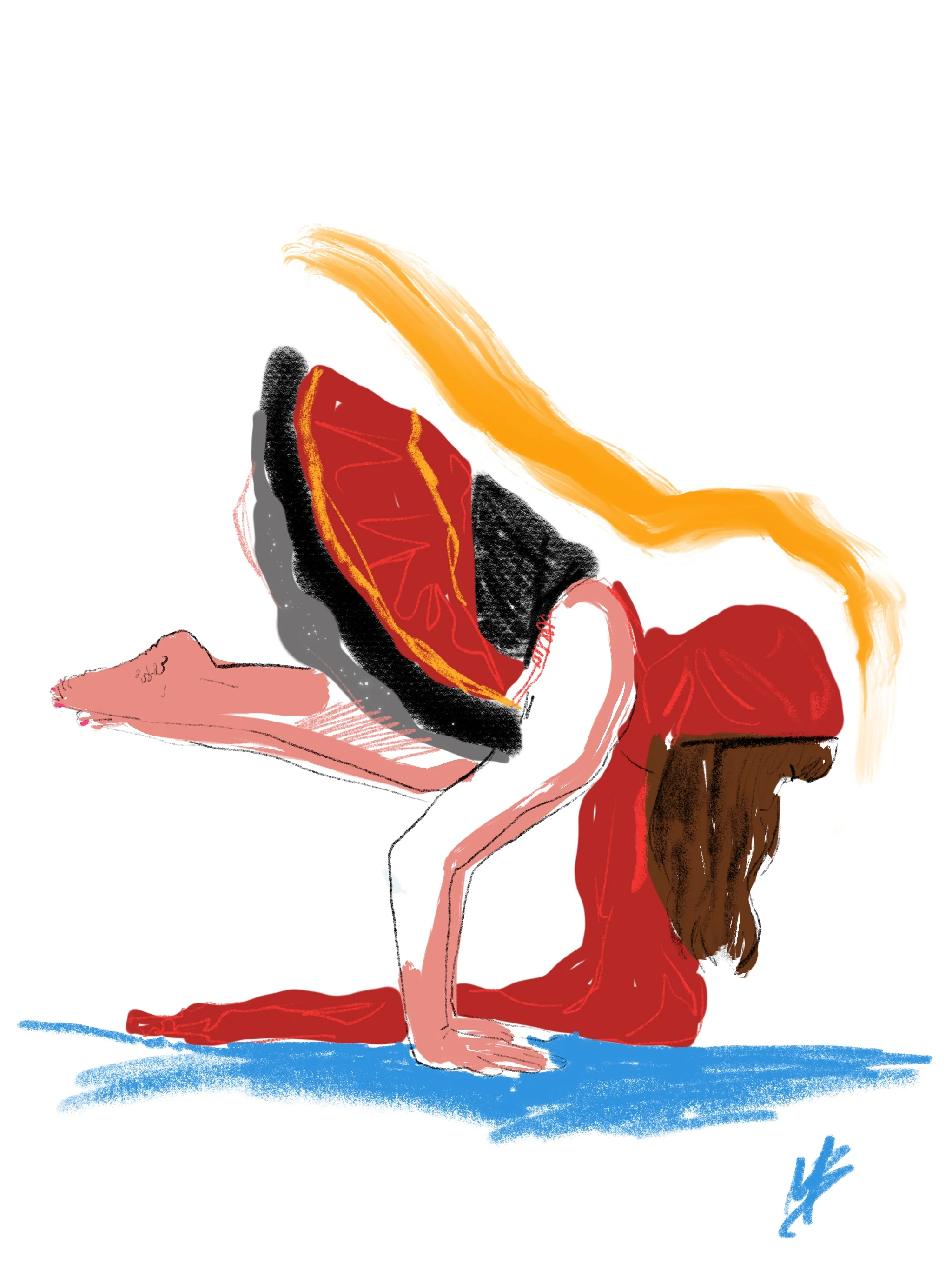 Little red riding hood yoga inspired by @yogaingeverywhere #yoga #halloween #yogaart #yogaartist #yogi 