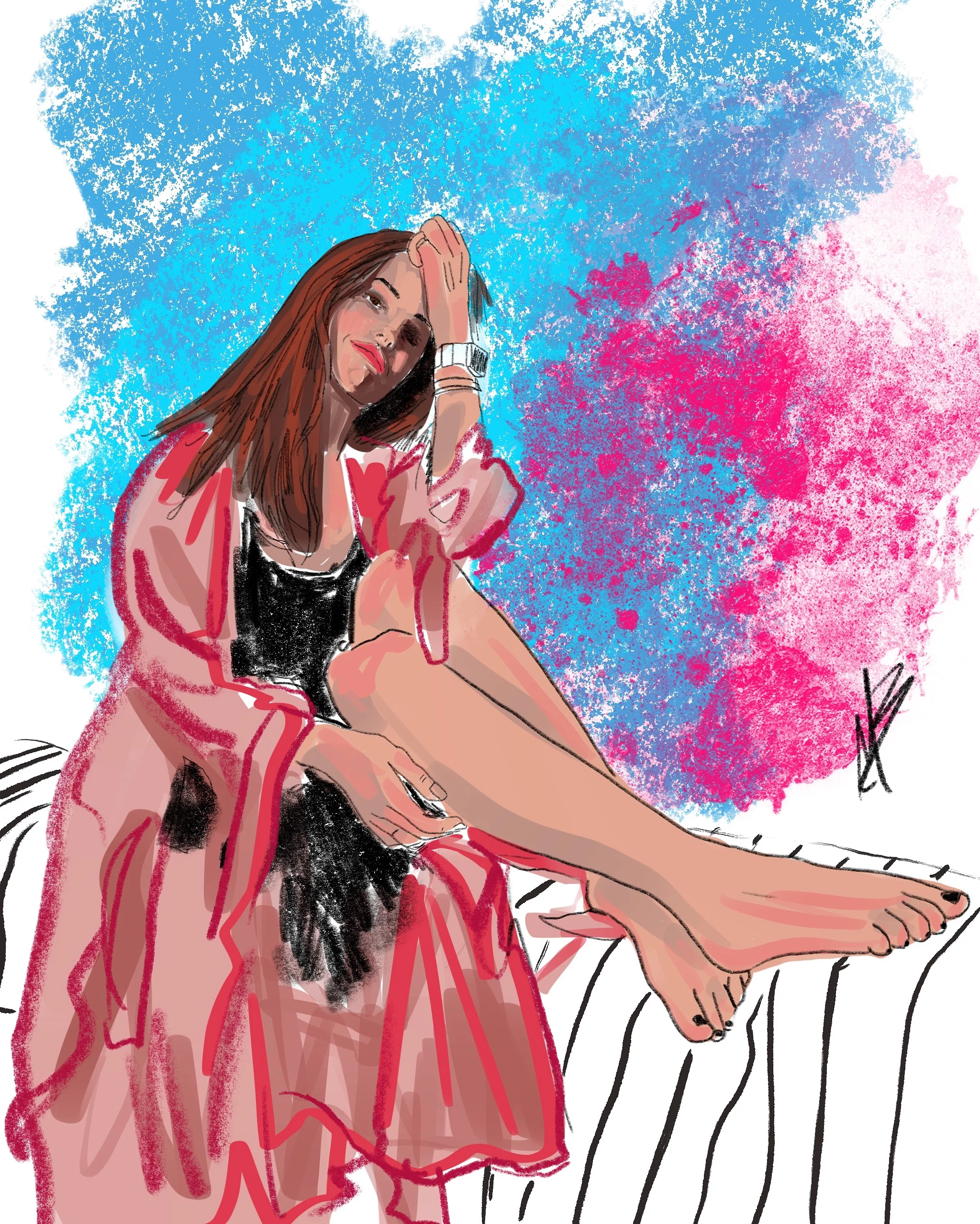 Thinking of warmer days. | inspired by @debbyryan @nikiaphoenix     #art #debbyryan #actress #illustration #illustrator #boat #sun #celebrity #singer #relax #vacation #barefoot #artist #warm #drawing 